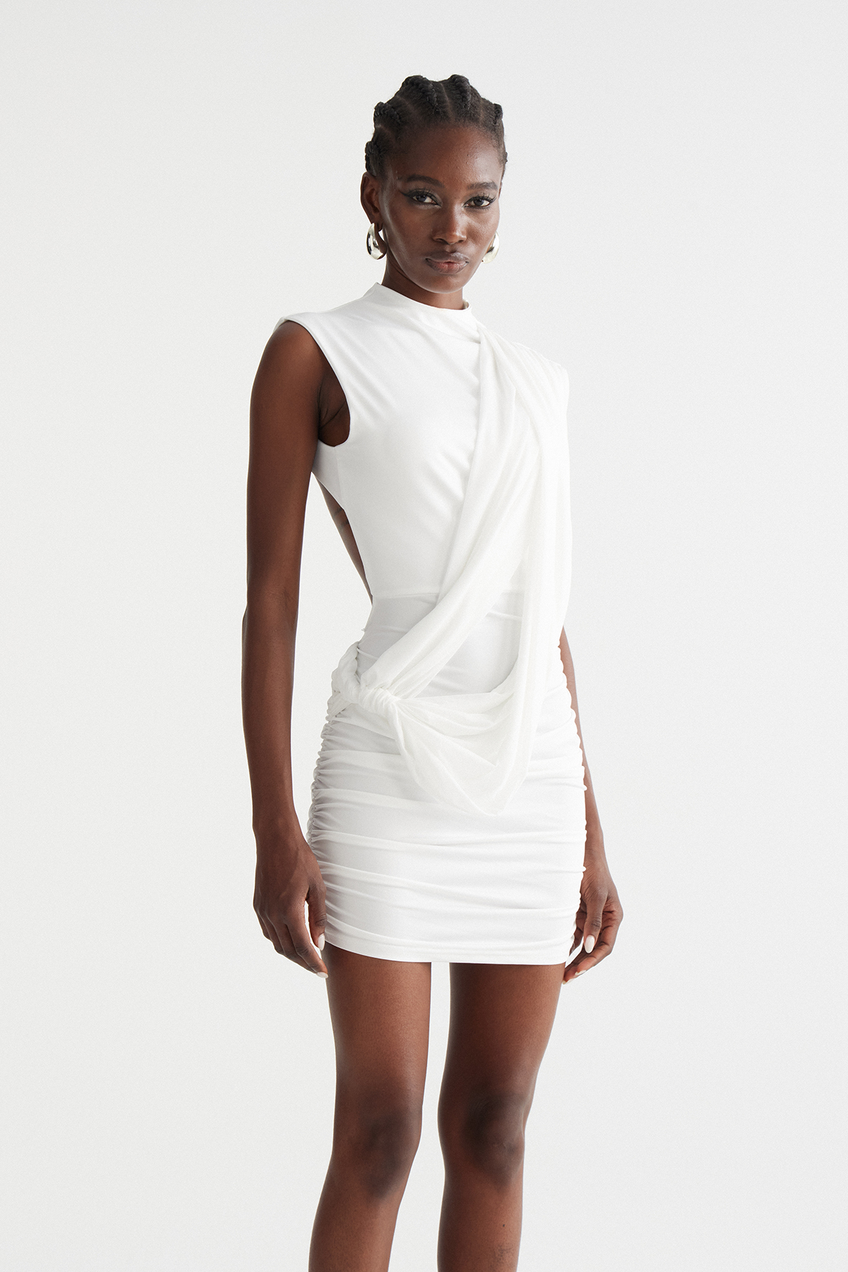Hamutal Cutout Ruch Draped Mini Dress