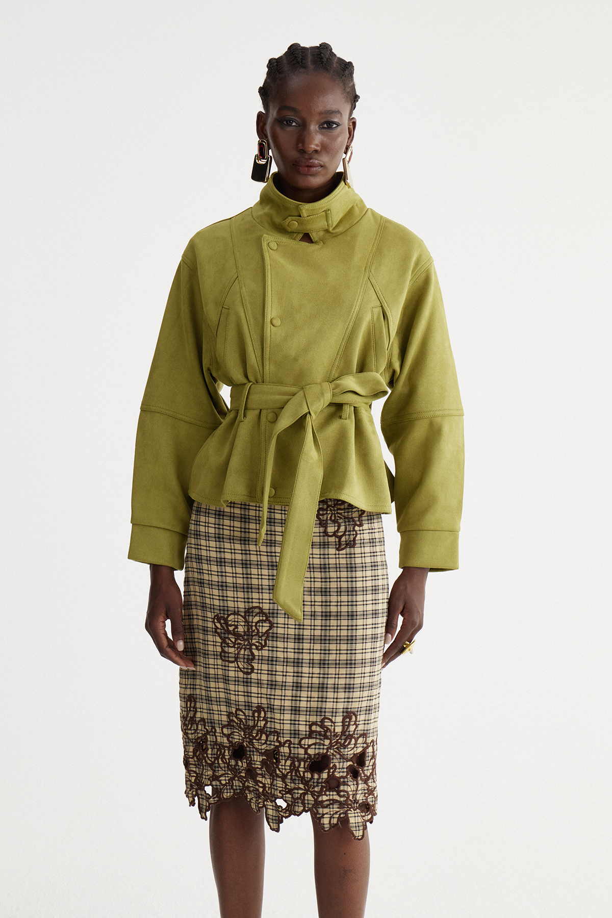 Hamza Lapel Belt Suede Trench Jacket