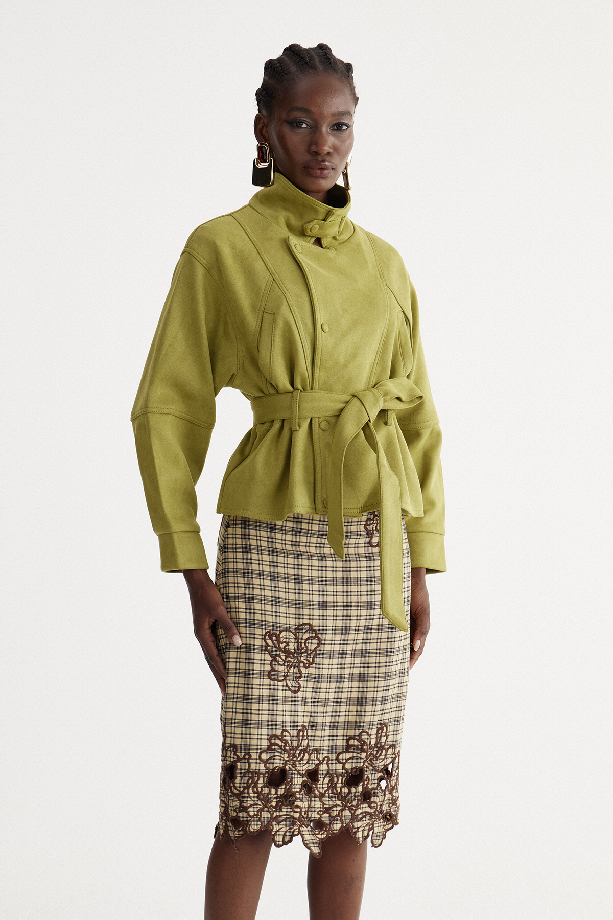 Hamza Lapel Belt Suede Trench Jacket