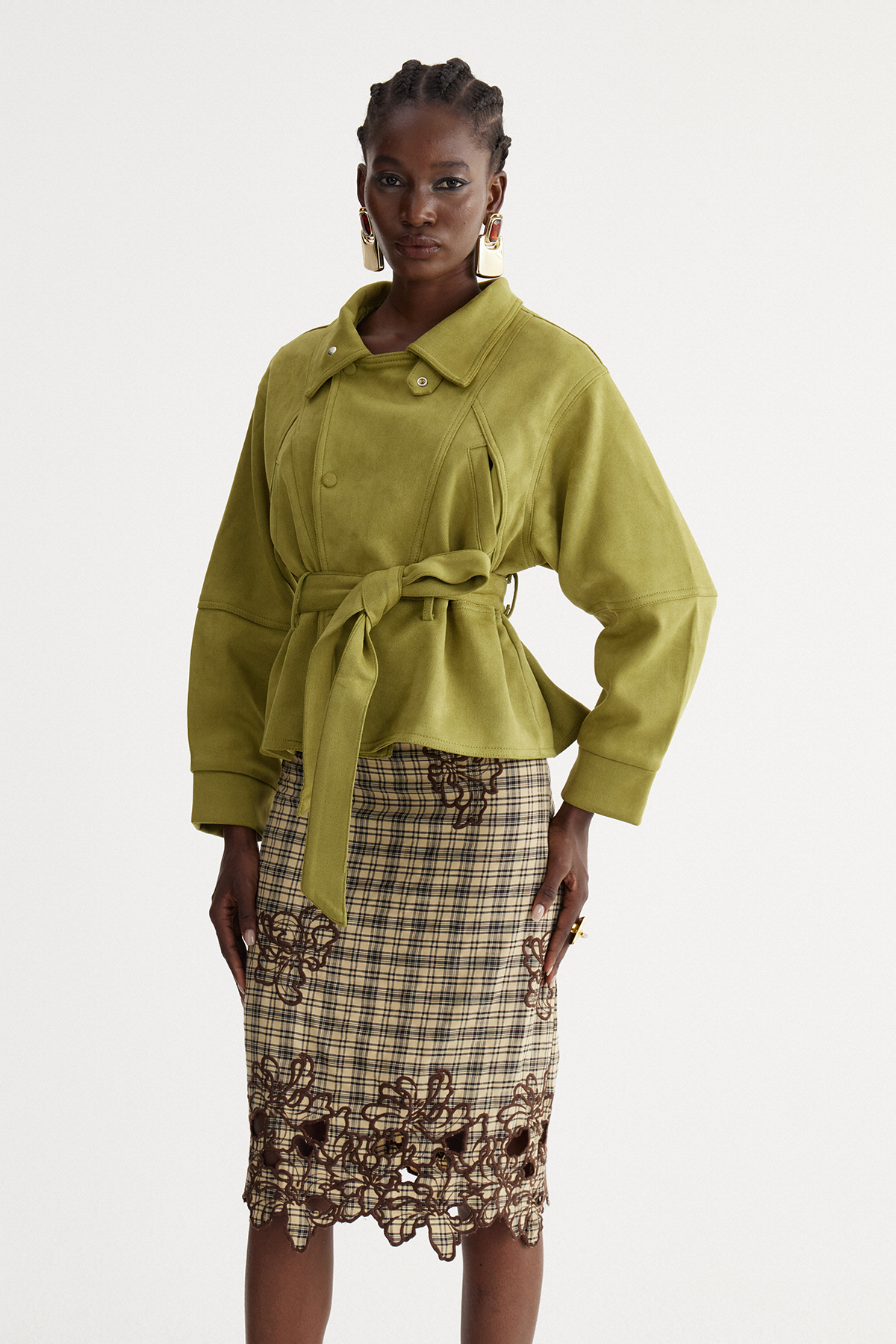Hamza Lapel Belt Suede Trench Jacket
