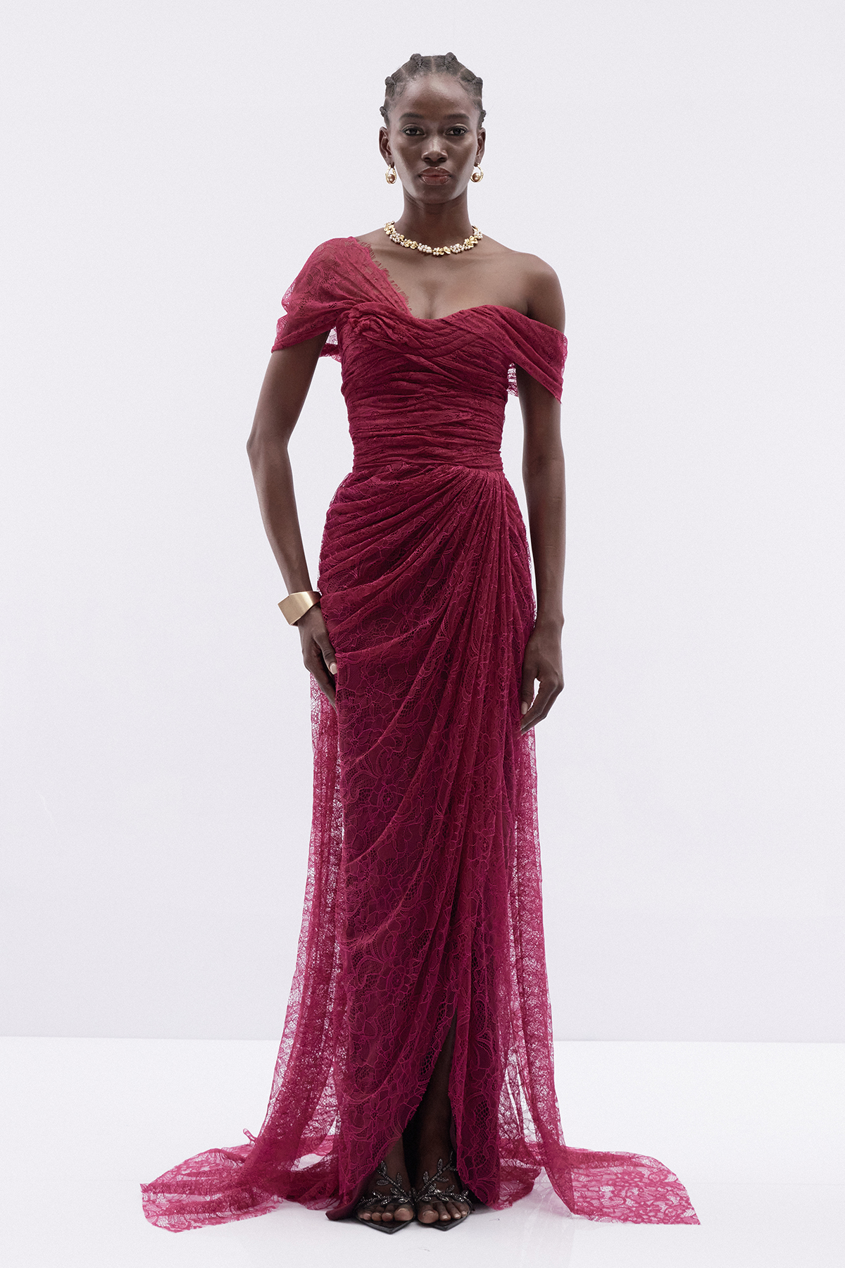 Hannie One Shoulder Ruch Maxi Dress