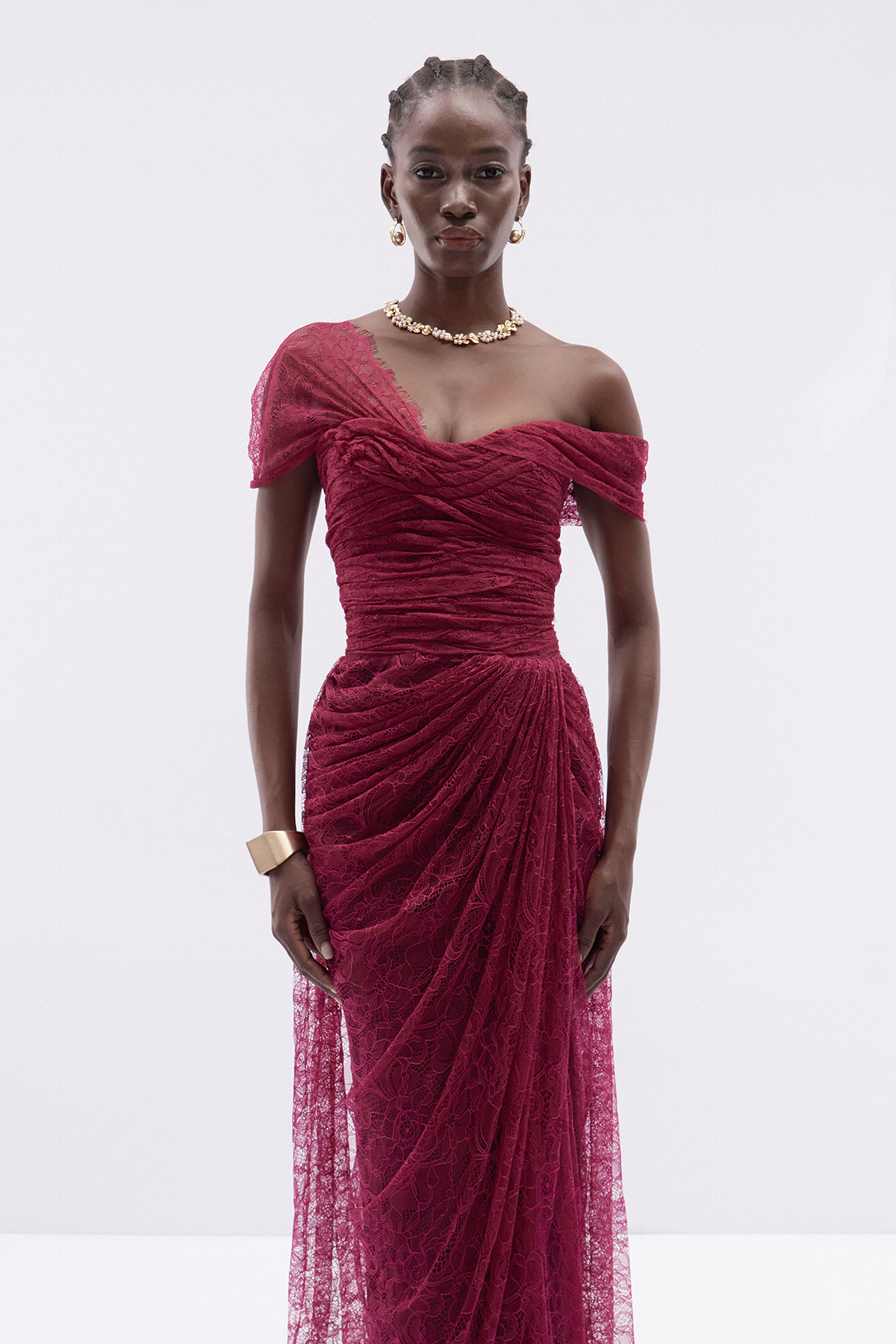 Hannie One Shoulder Ruch Maxi Dress