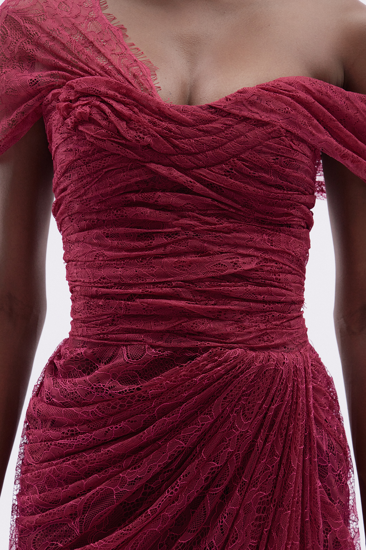 Hannie One Shoulder Ruch Maxi Dress