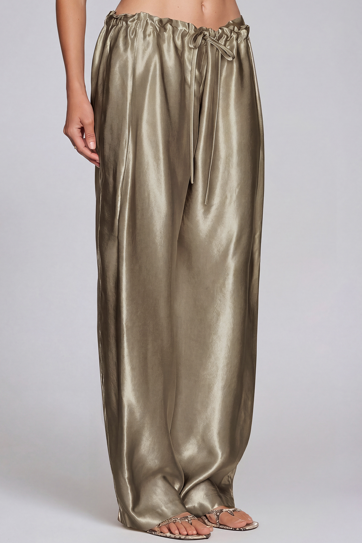 Haraldur Rope Satin Pants In Antique Gold