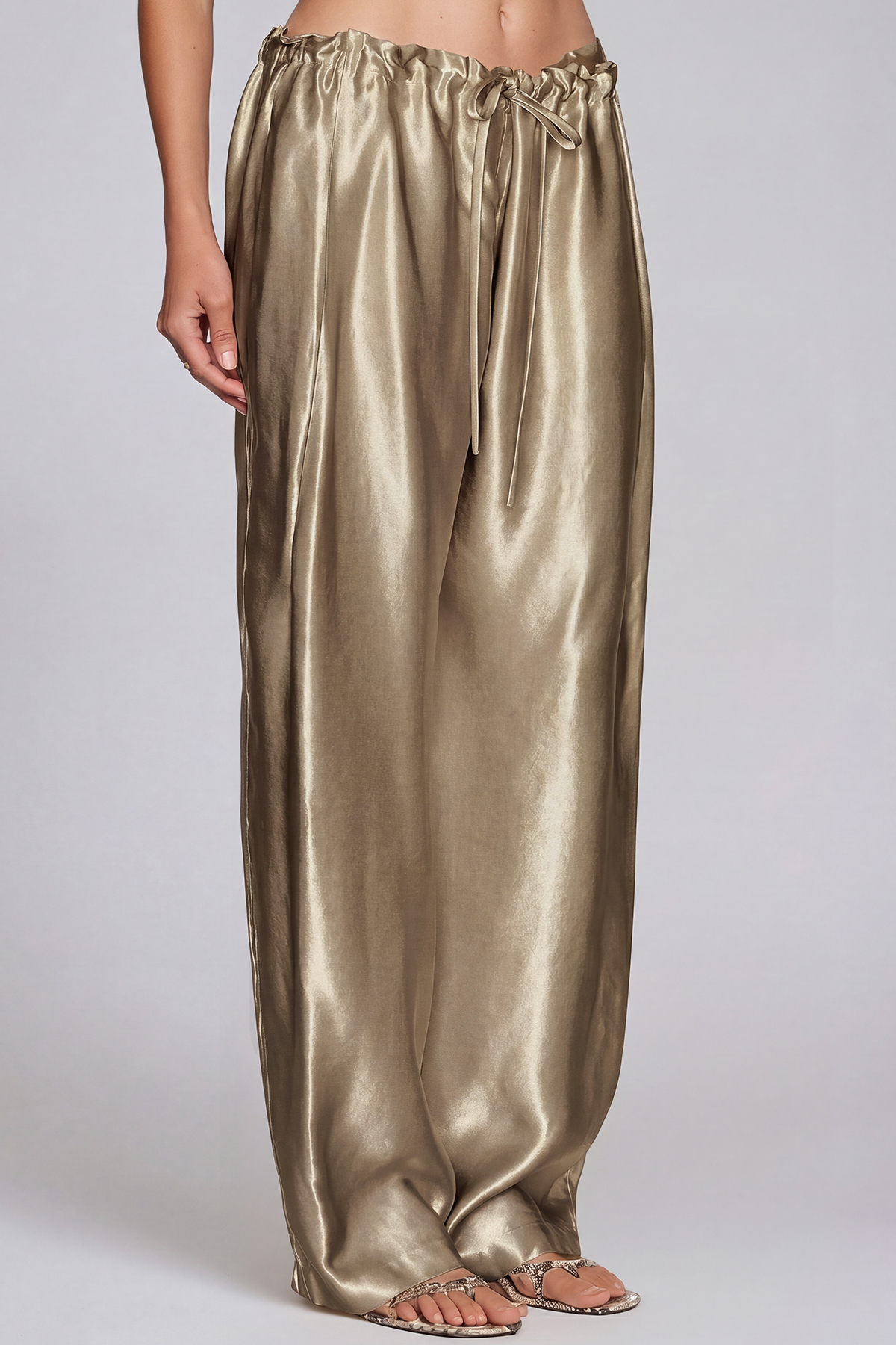 Haraldur Rope Satin Pants In Antique Gold
