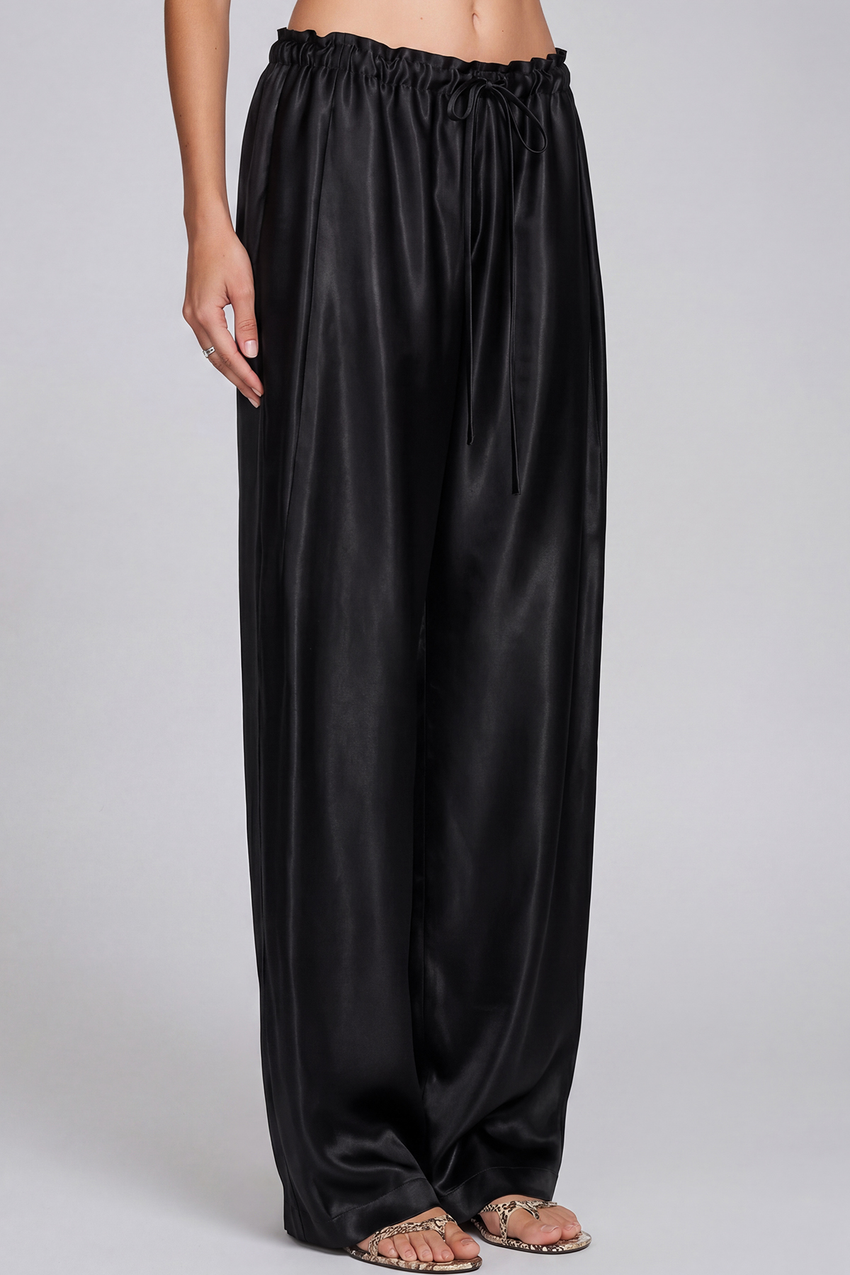 Haraldur Rope Satin Pants In Black