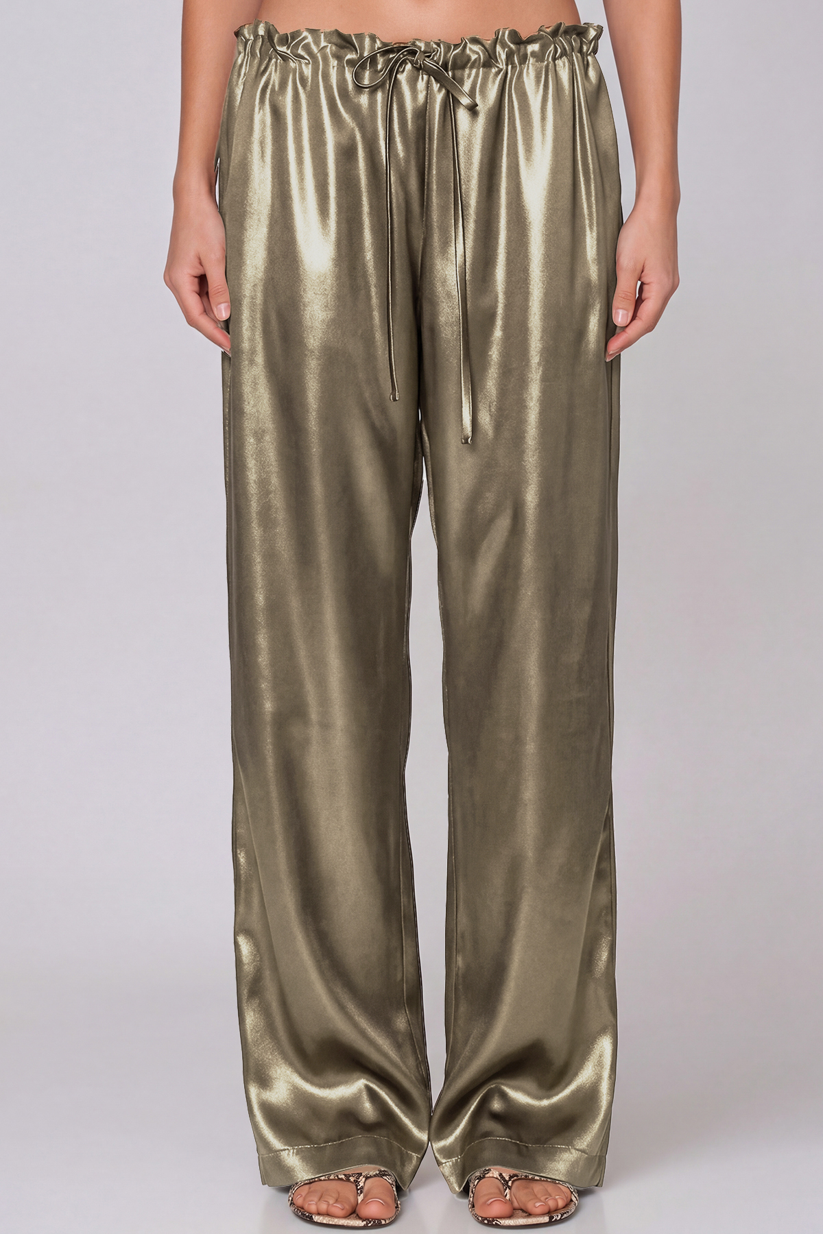 Haraldur Rope Satin Pants In Antique Gold