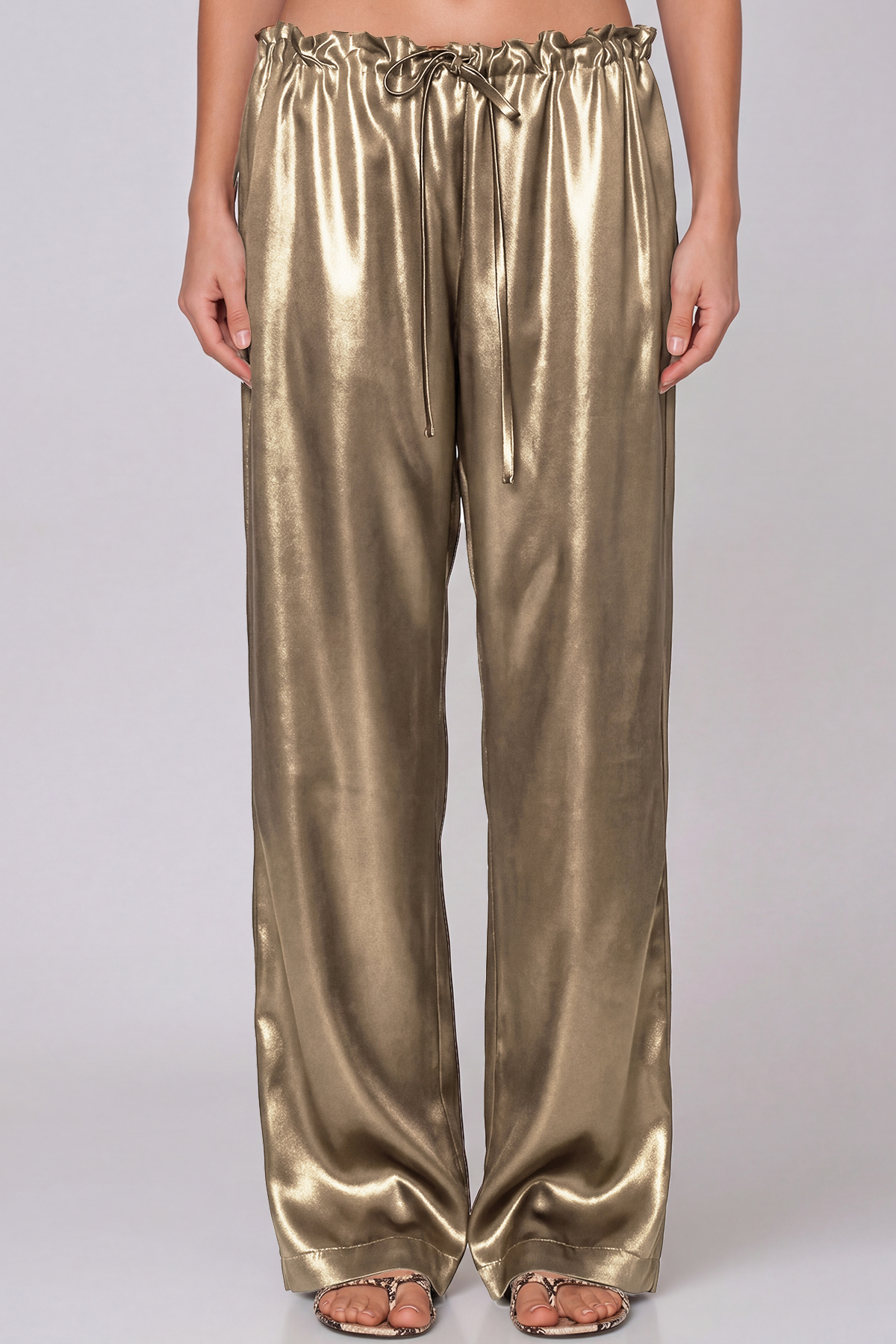 Haraldur Rope Satin Pants In Antique Gold
