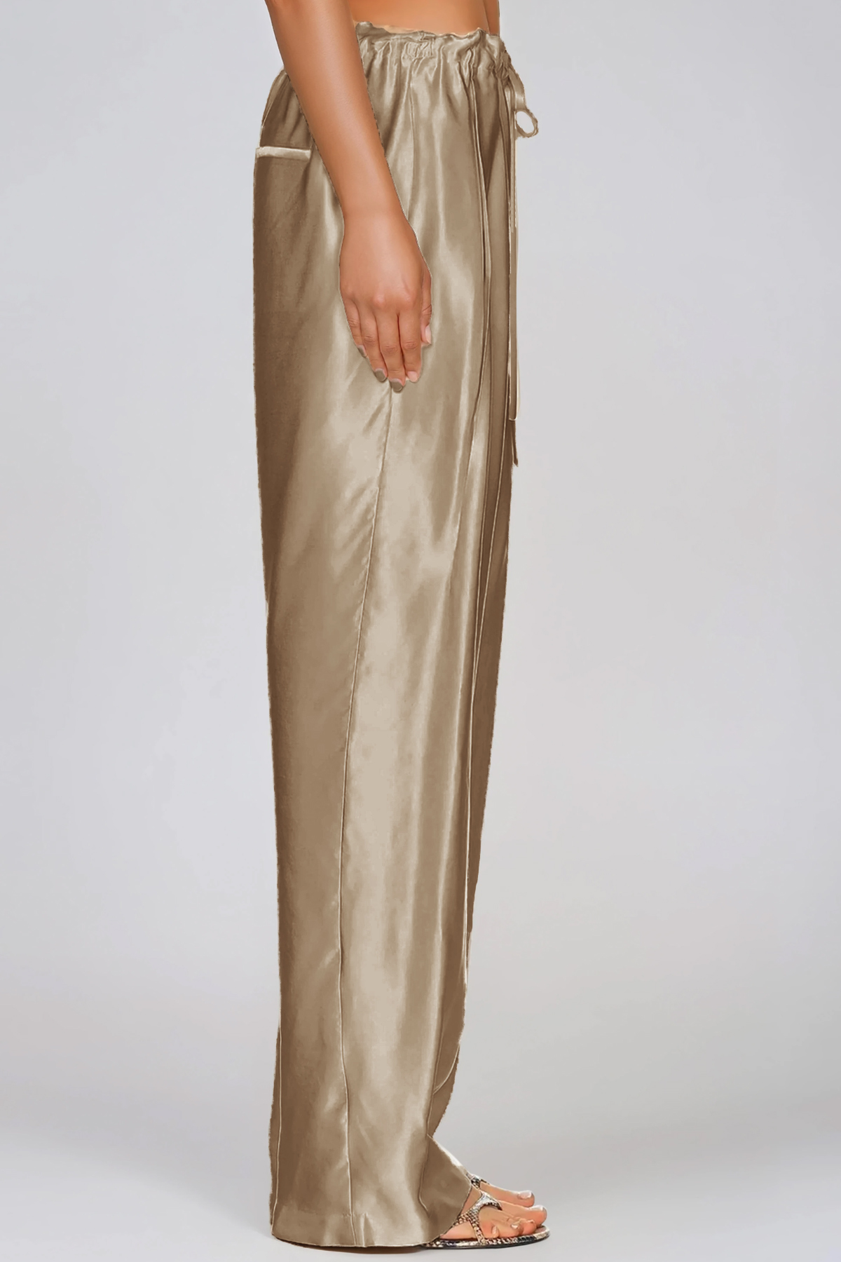 Haraldur Rope Satin Pants In Antique Gold