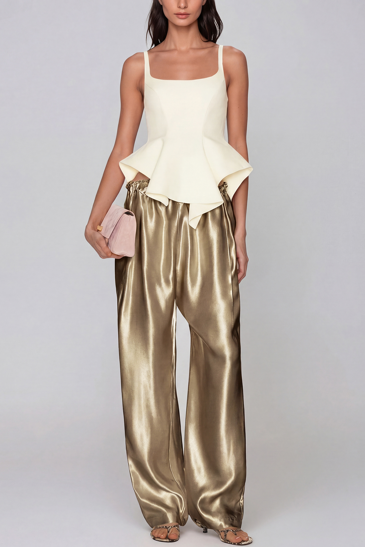Haraldur Rope Satin Pants In Antique Gold