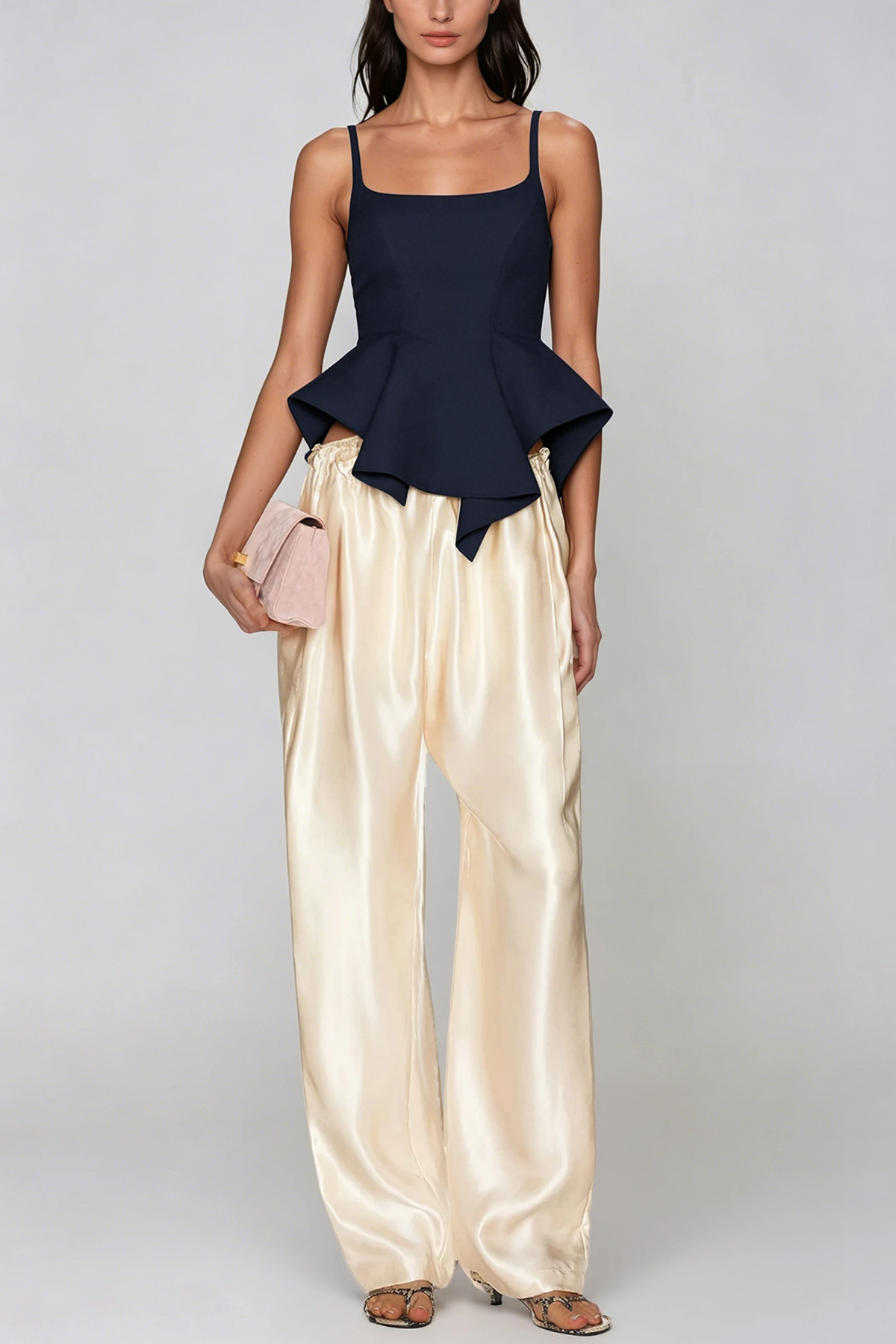 Haraldur Spaghetti Ruffle Top In Dark Blue