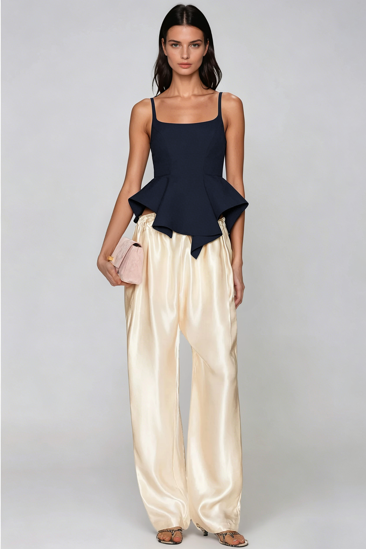 Haraldur Spaghetti Ruffle Top In Dark Blue