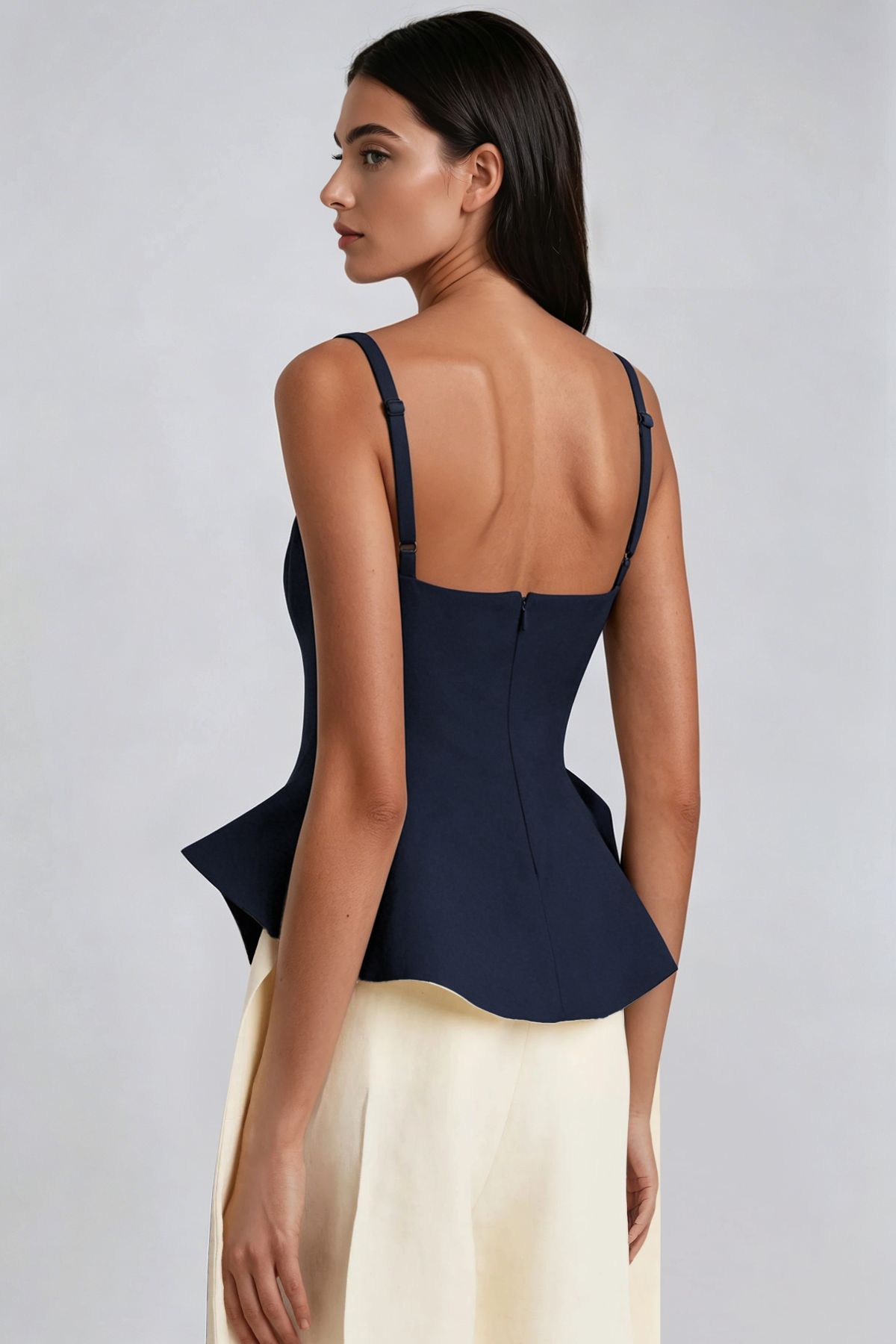Haraldur Spaghetti Ruffle Top In Dark Blue