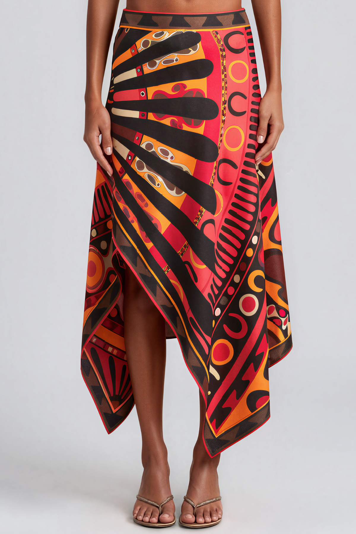 Hardmod Asymmetric Print Maxi Skirt