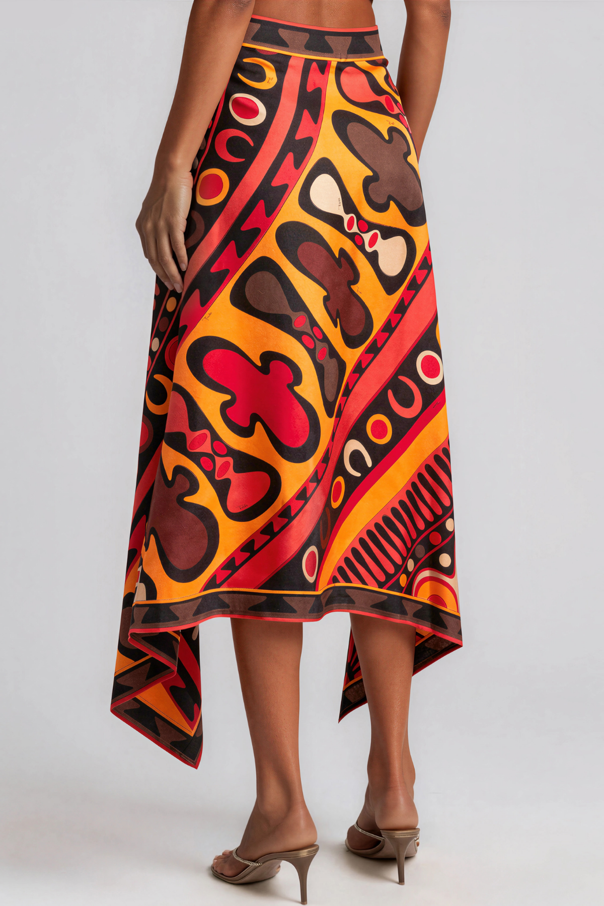 Hardmod Asymmetric Print Maxi Skirt