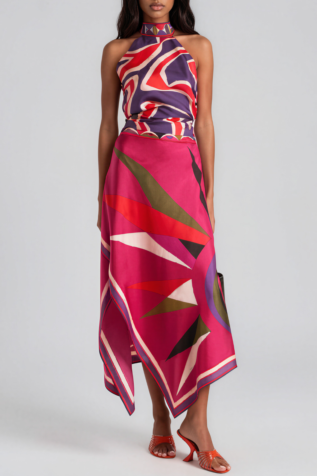 Hardmod Backless Print Split Skirt Set