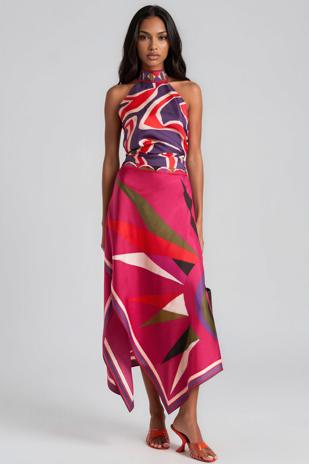 Hardmod Backless Print Split Skirt Set