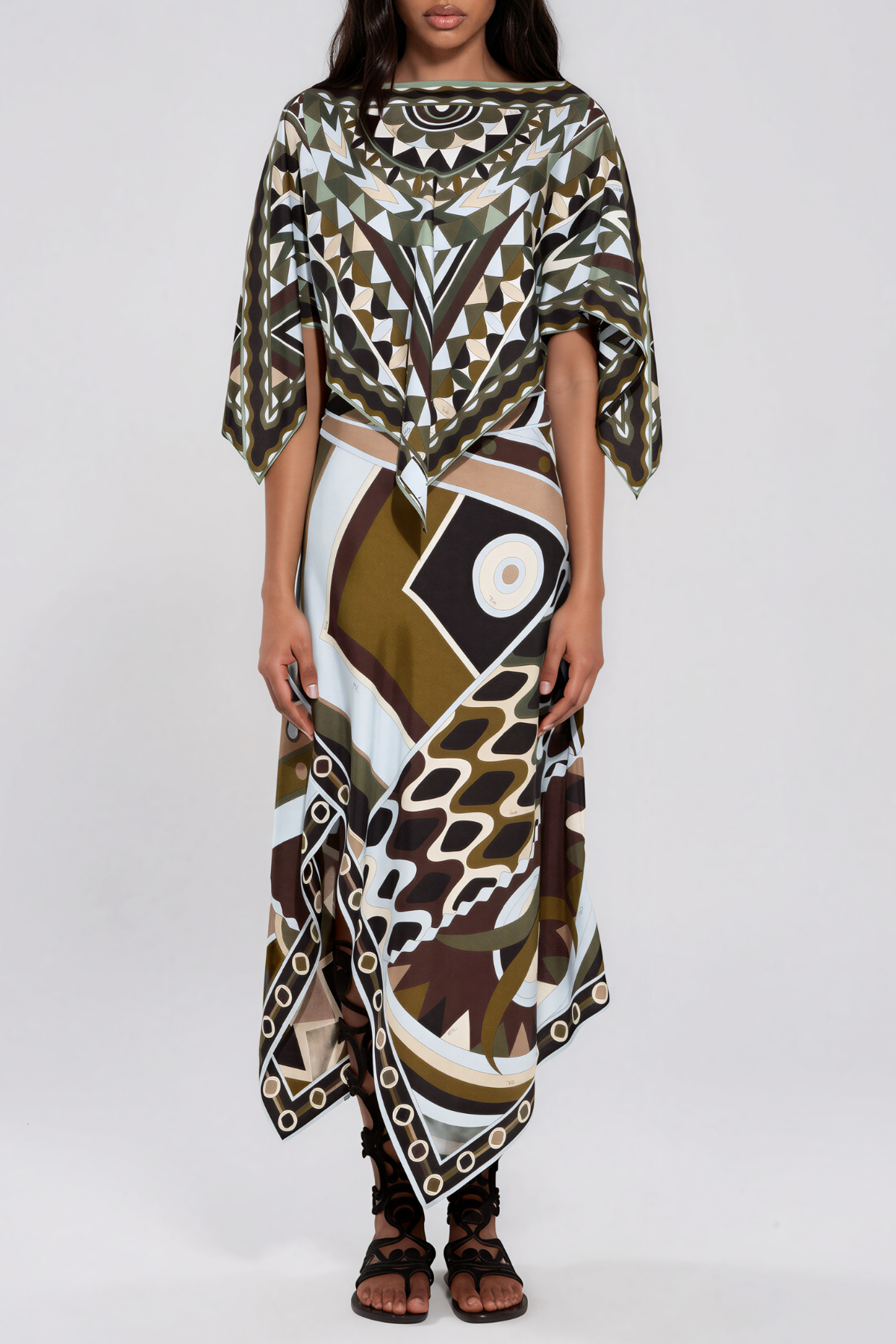 Hardmod Cape Print Asymmetric Skirt Set