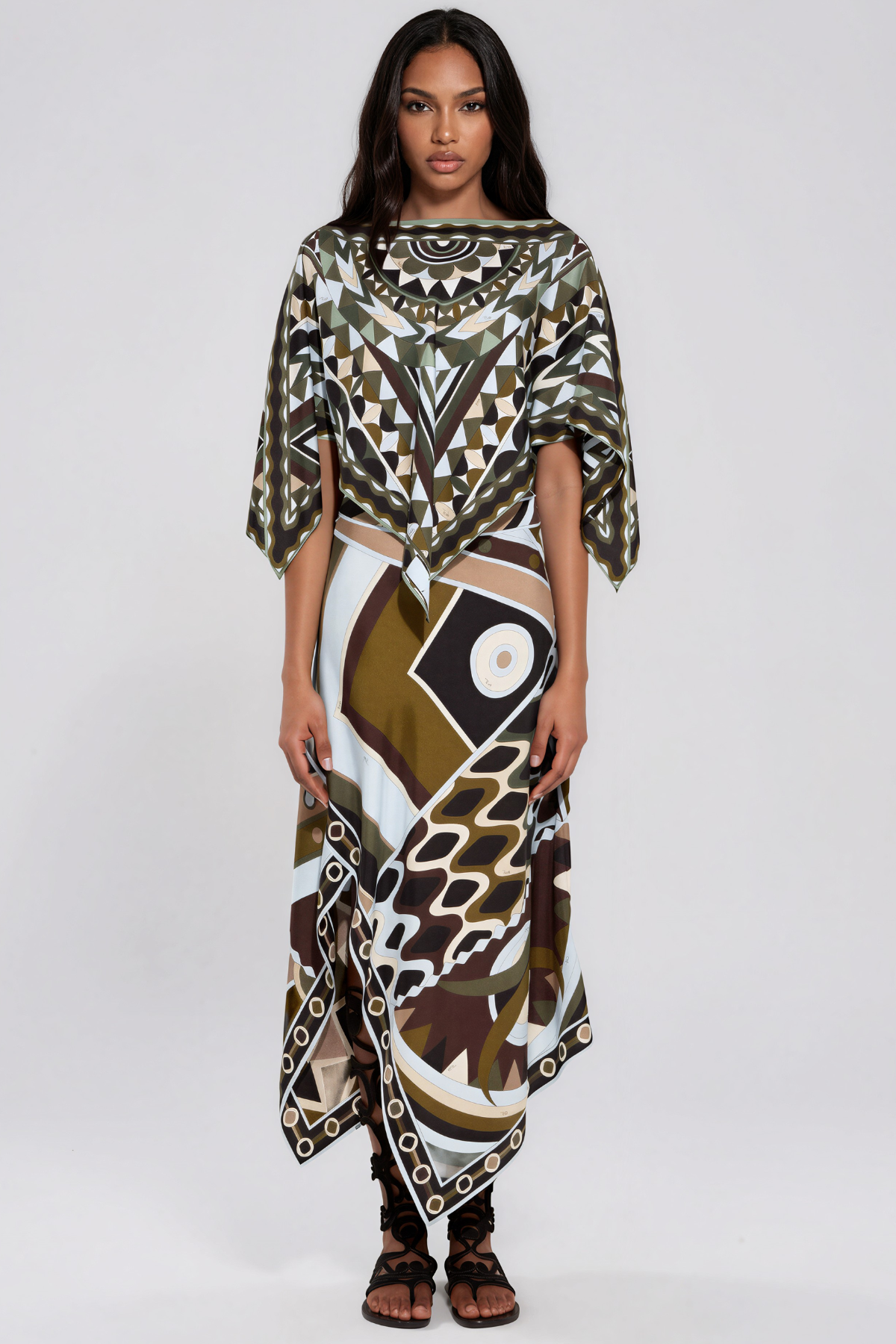 Hardmod Cape Print Asymmetric Skirt Set