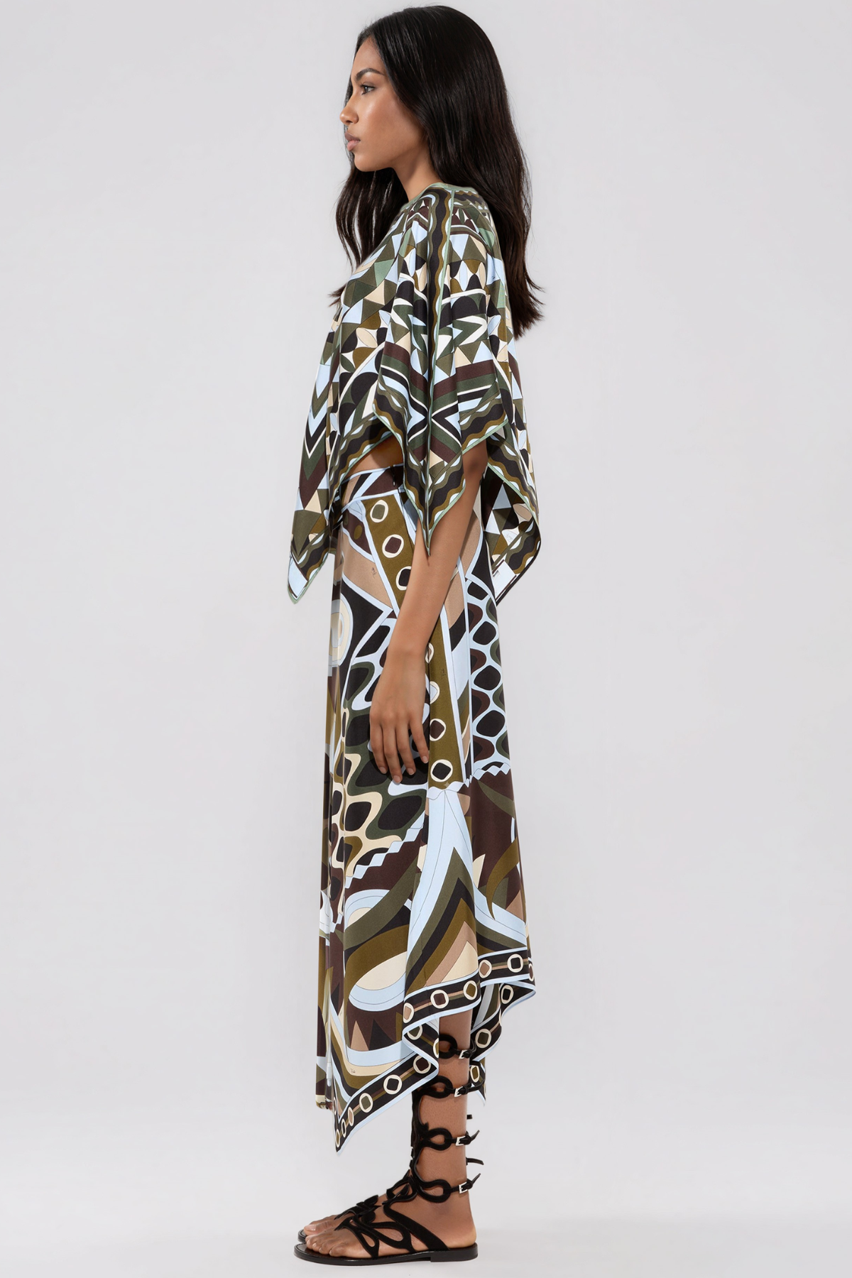 Hardmod Cape Print Asymmetric Skirt Set