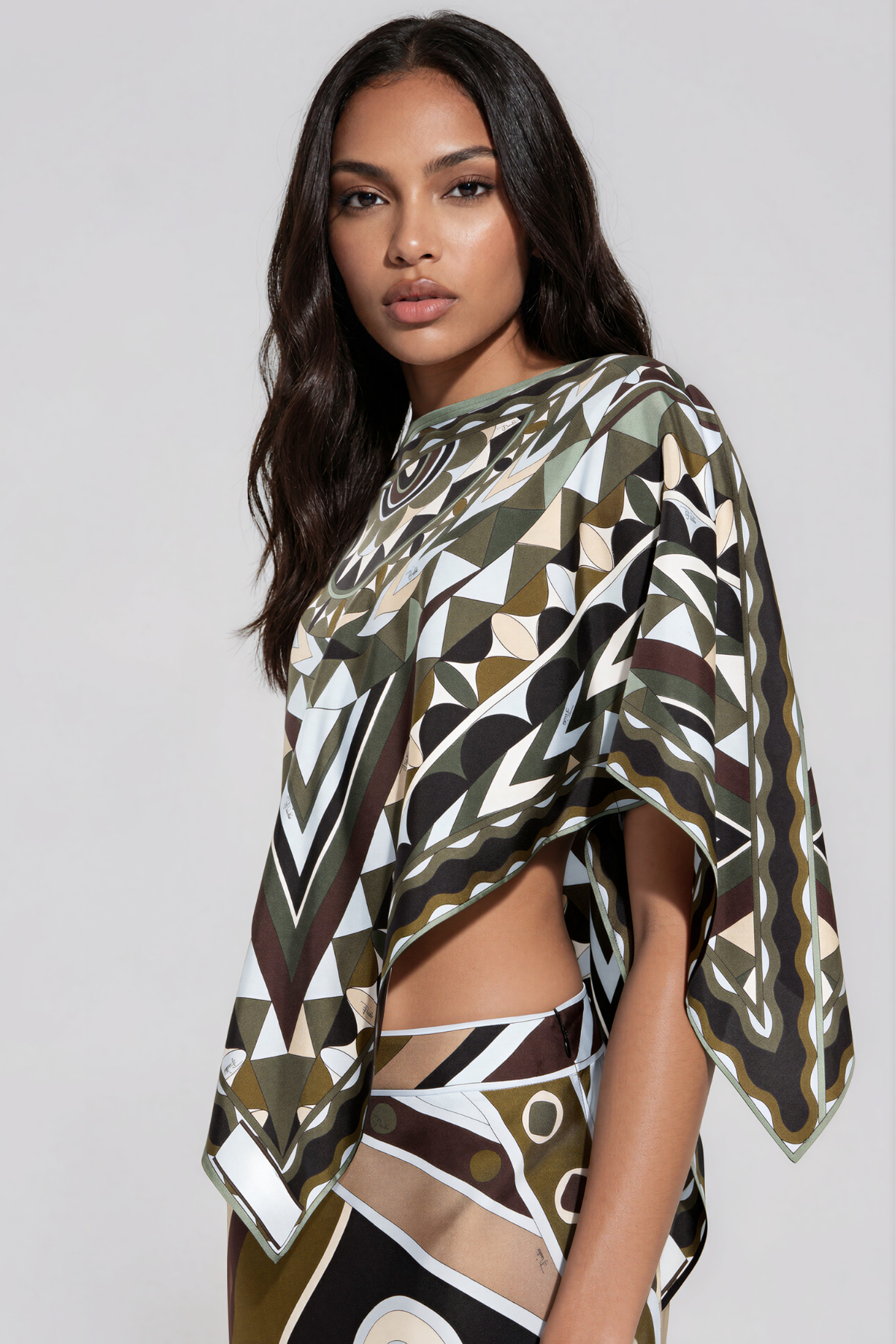 Hardmod Cape Print Asymmetric Skirt Set
