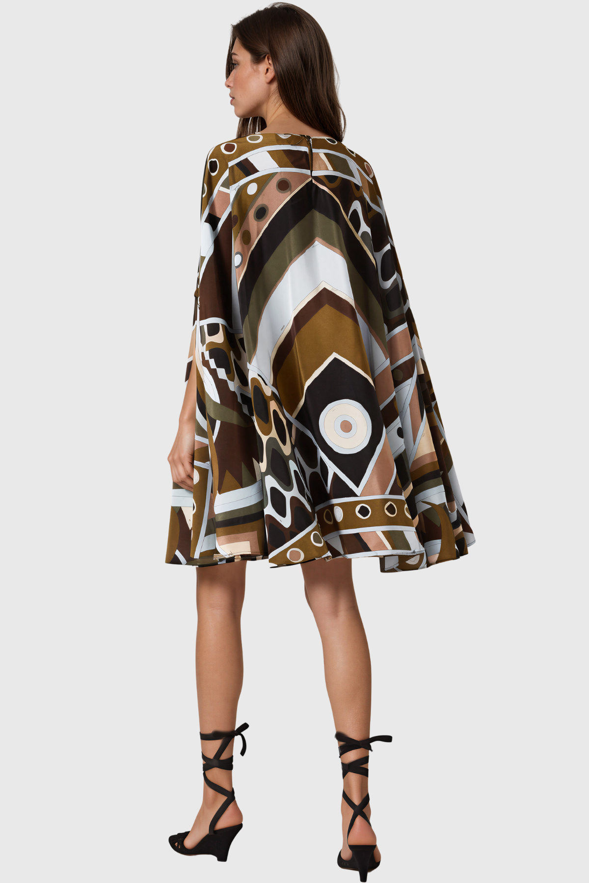 Hardmod Cape Sleeve Print Mini Dress