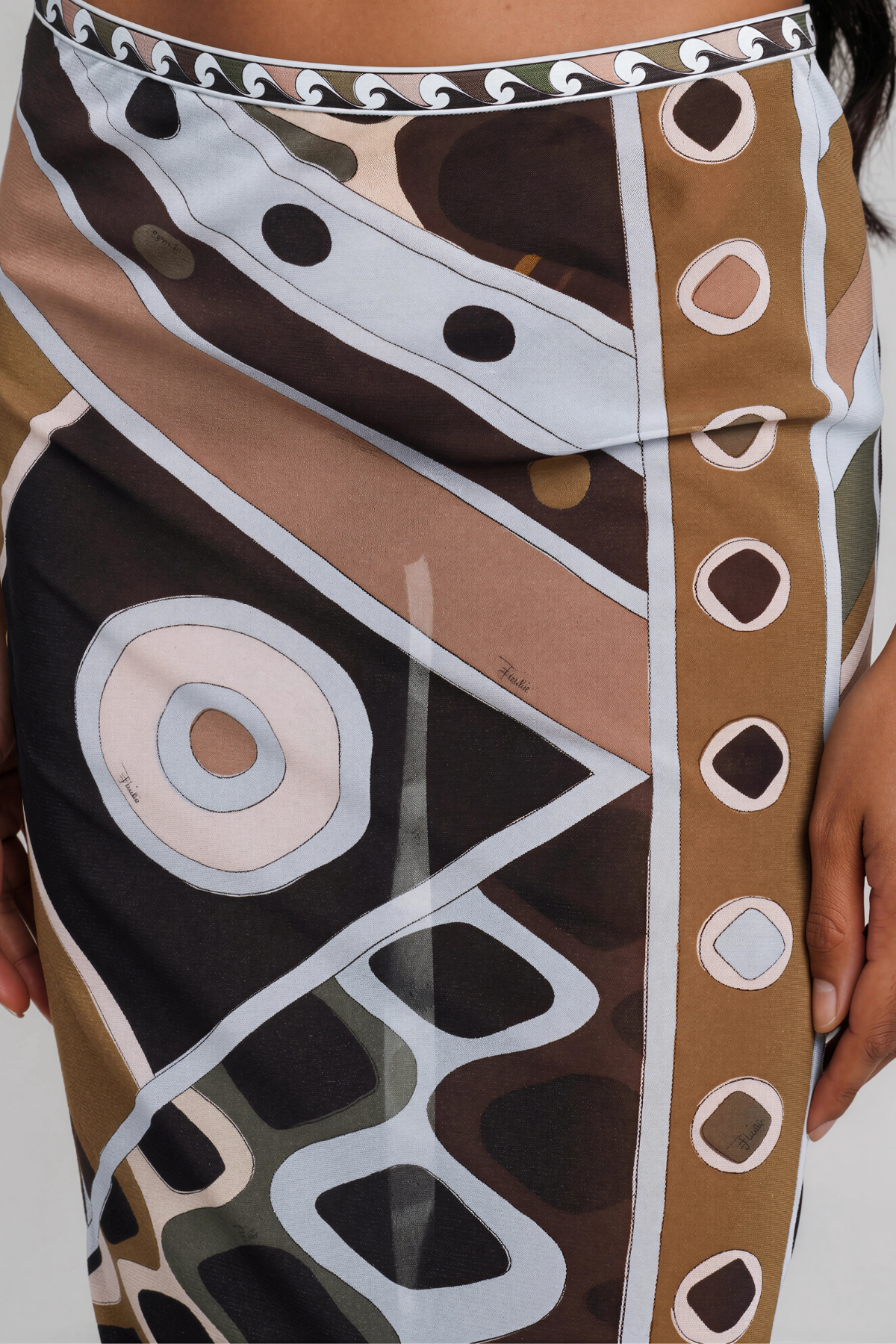 Hardmod Crop Print Skirt Set In Brown