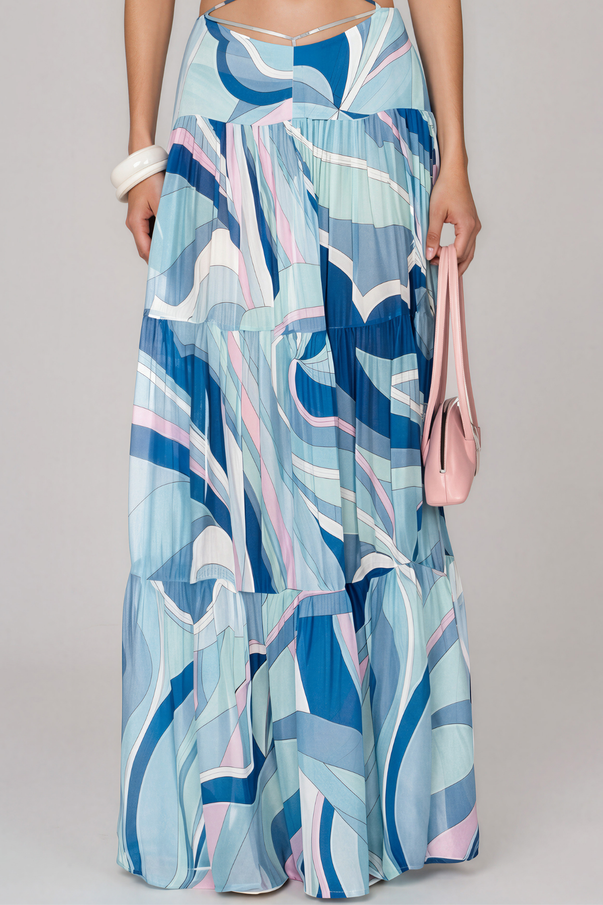 Hardmod Halter Neck  Print Ruch Skirt Set