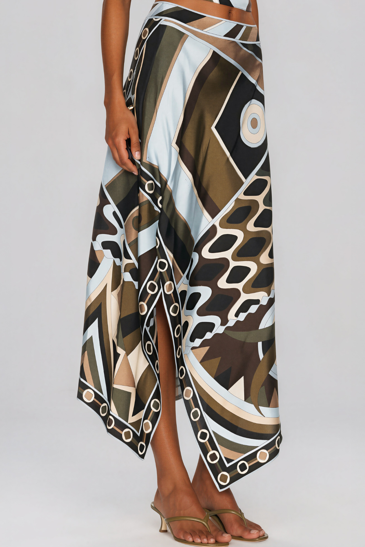 Hardmod Halter Neck Print Split Skirt Set
