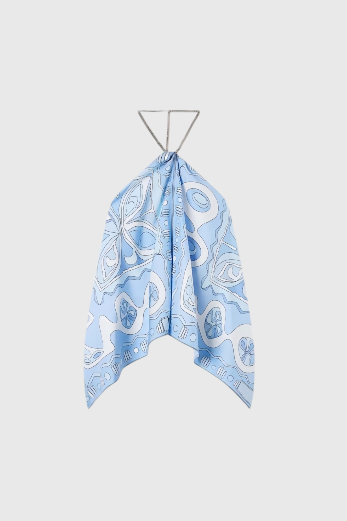 Hardmod Halter Neck Print Top In Light Blue