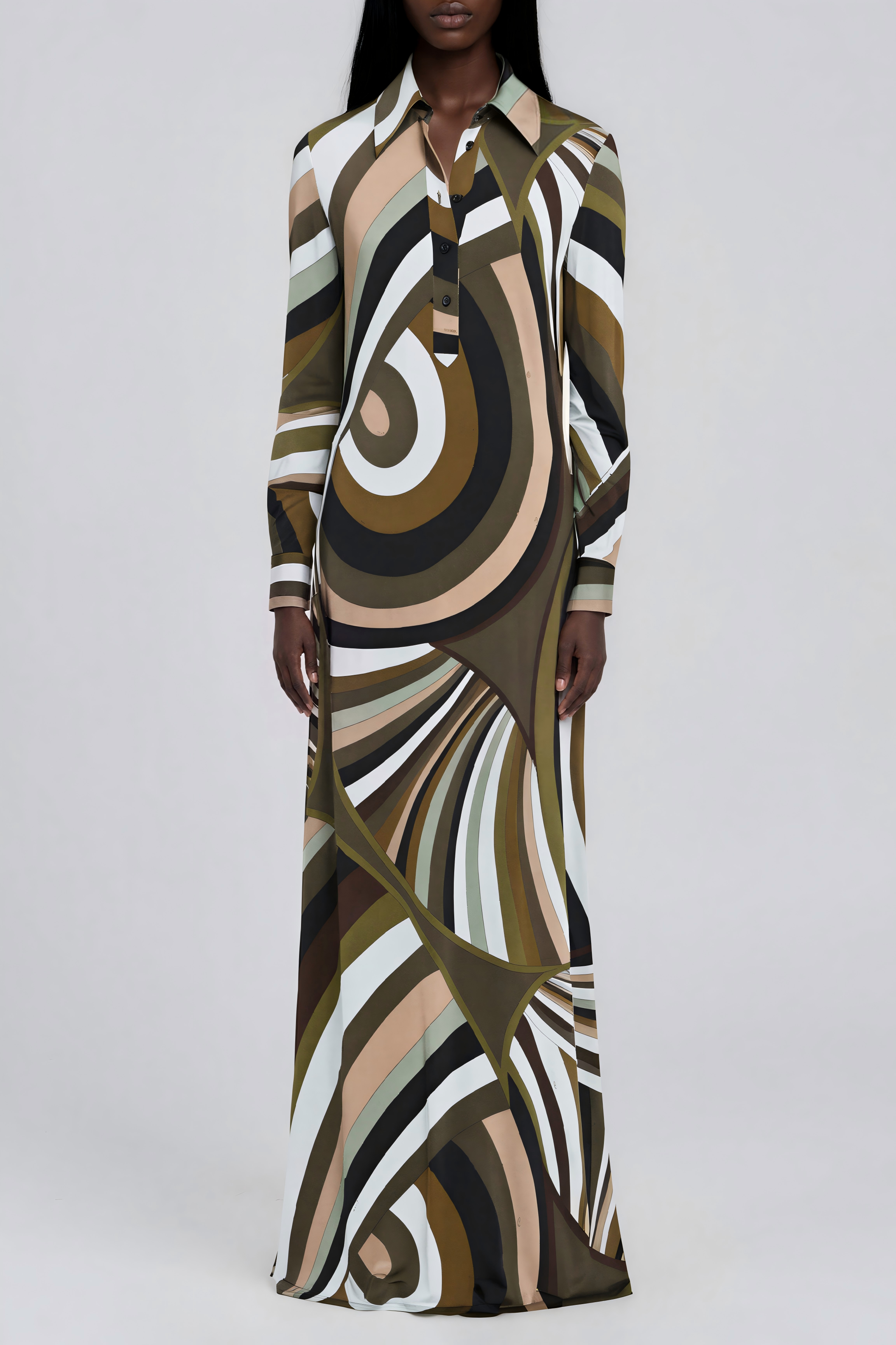 Hardmod Lapel Print Maxi Dress