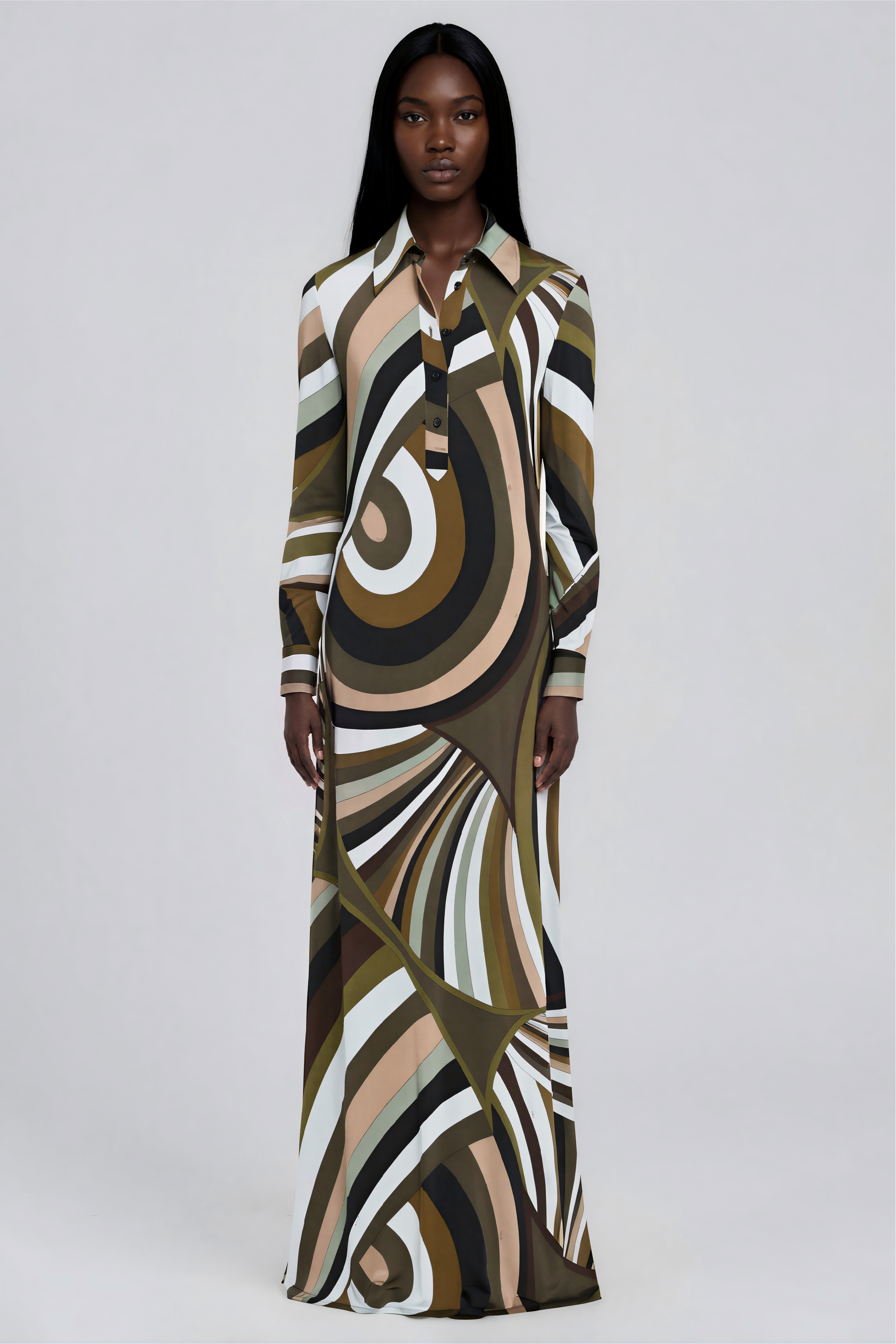 Hardmod Lapel Print Maxi Dress