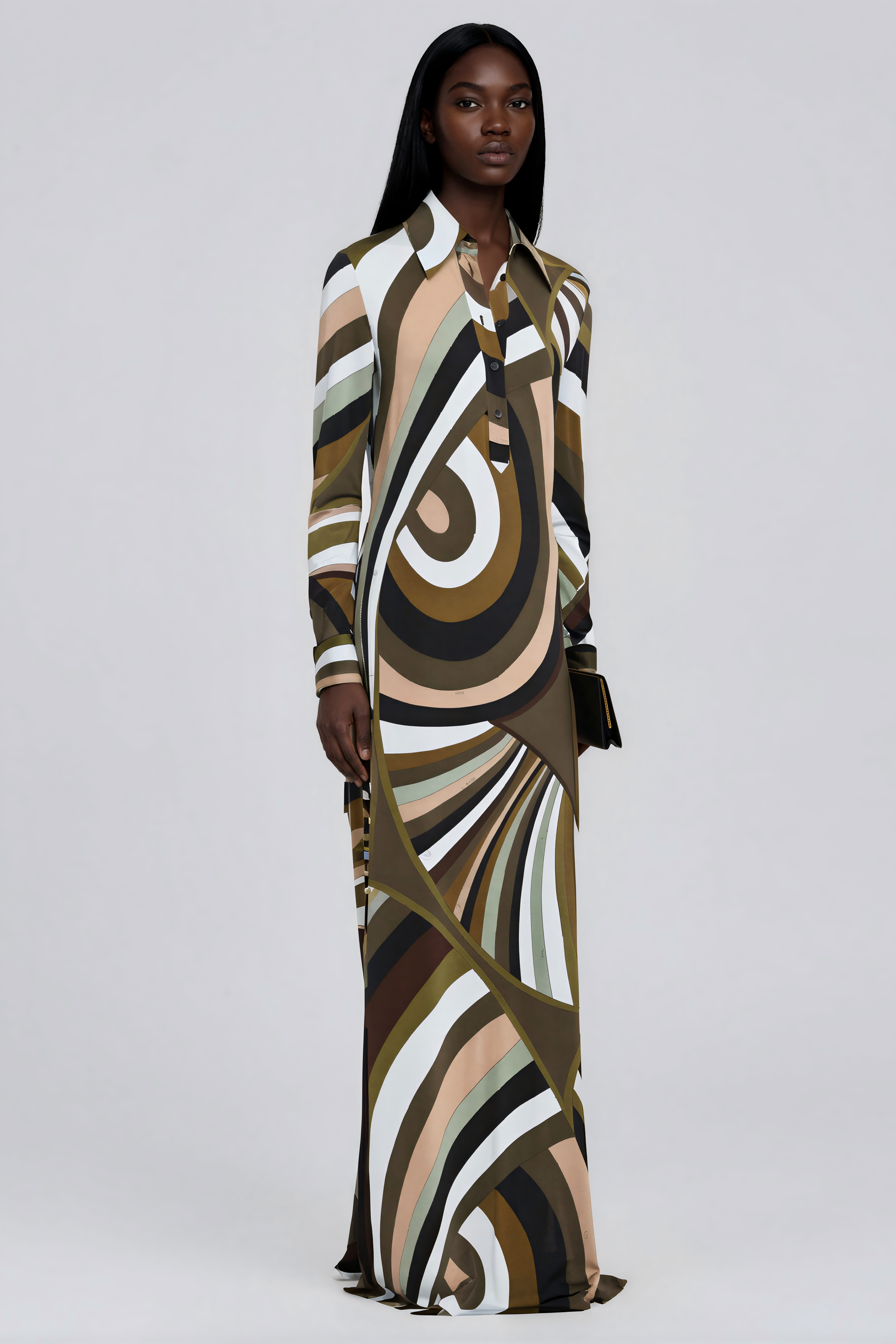 Hardmod Lapel Print Maxi Dress