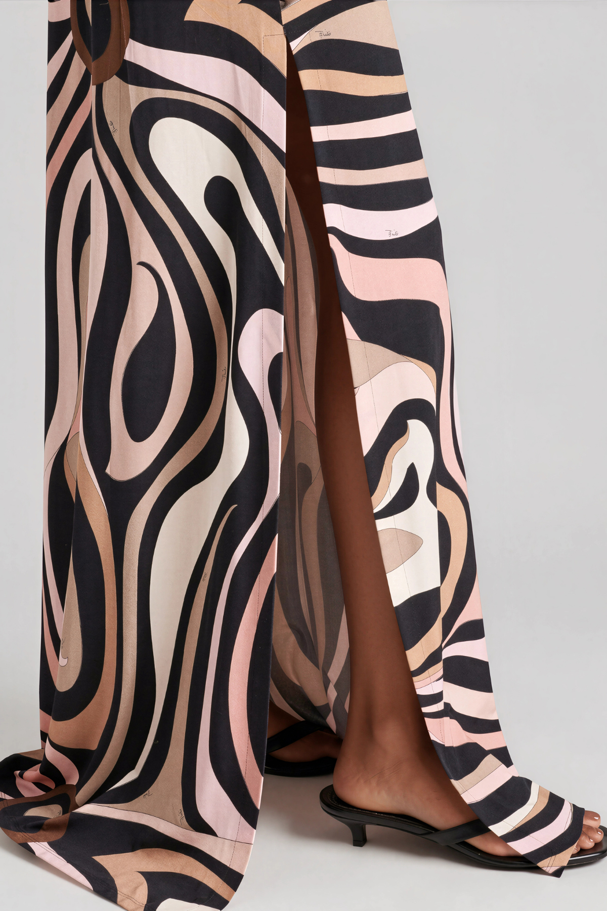 Hardmod Lapel Print Maxi Dress In Pink