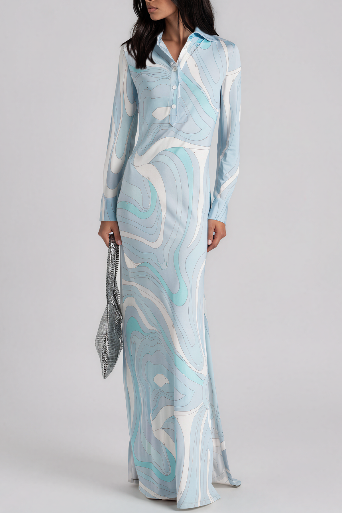 Hardmod Long Sleeve Print Maxi Dress