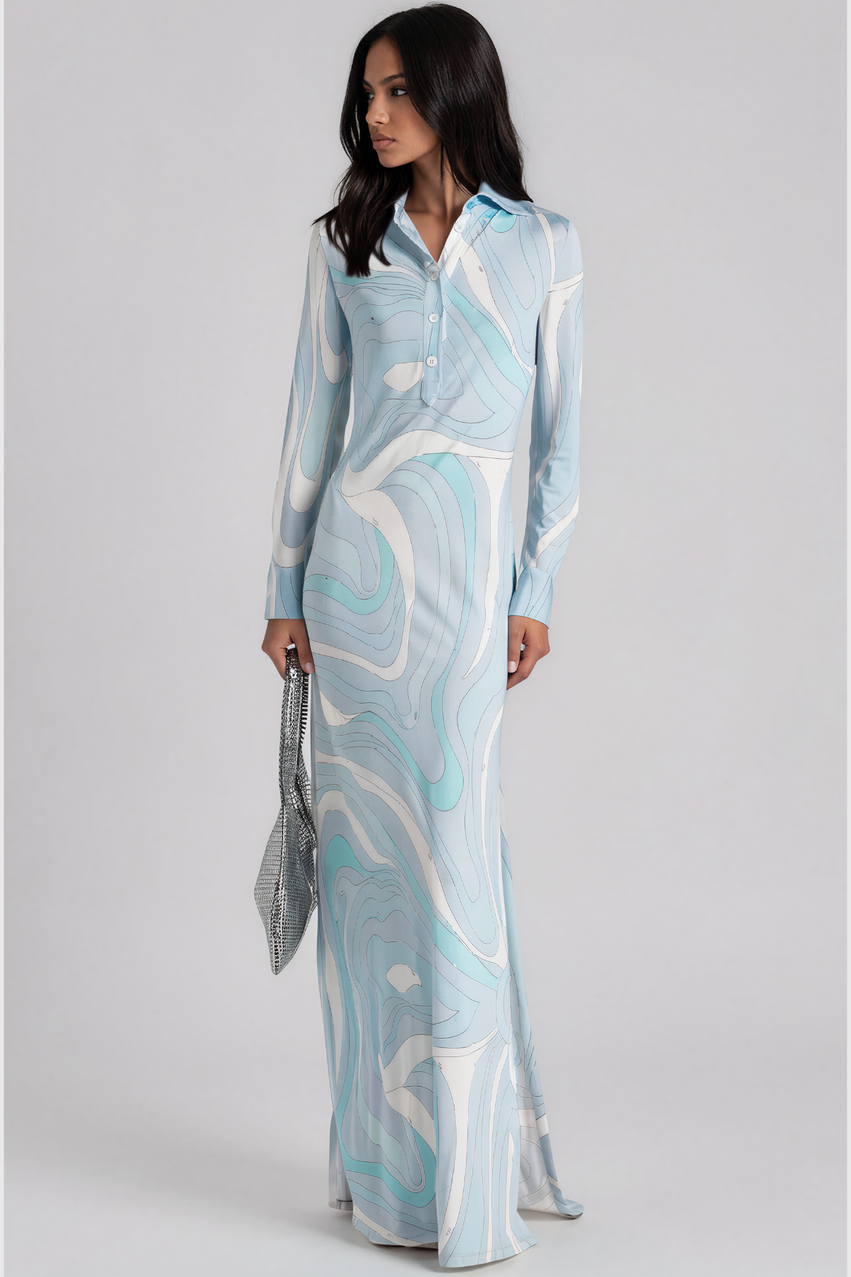 Hardmod Long Sleeve Print Maxi Dress