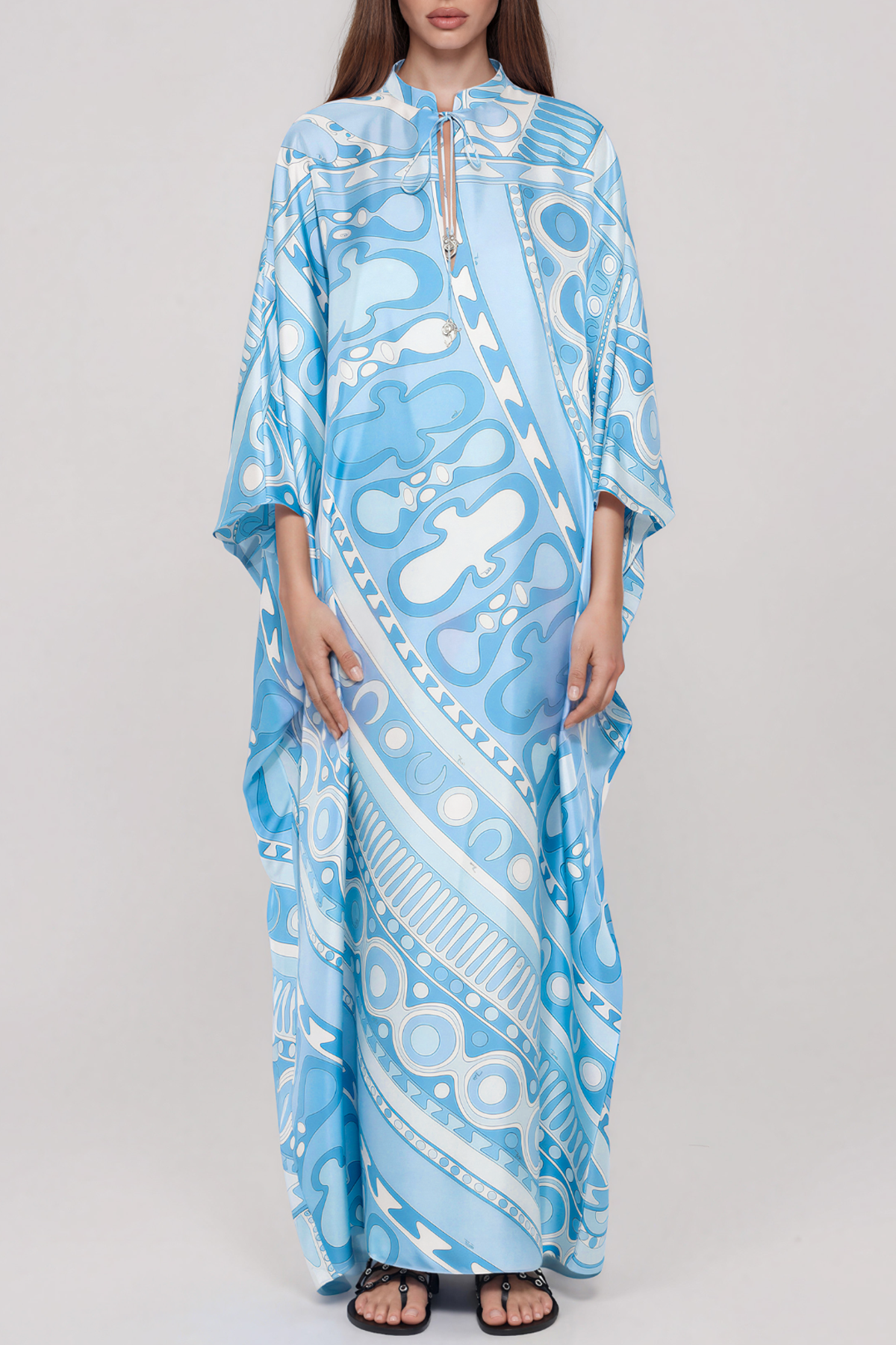 Hardmod Oversized Print Maxi Dress In Blue