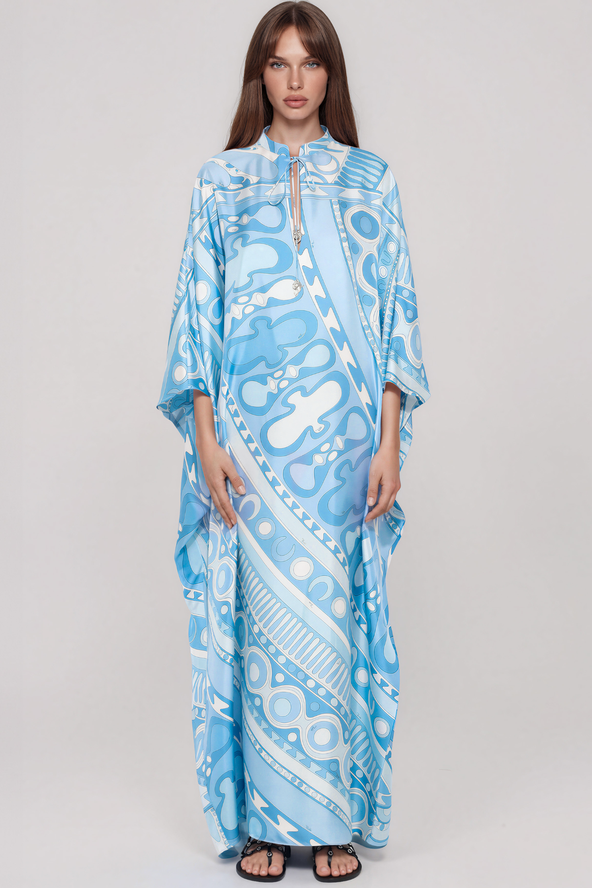Hardmod Oversized Print Maxi Dress In Blue