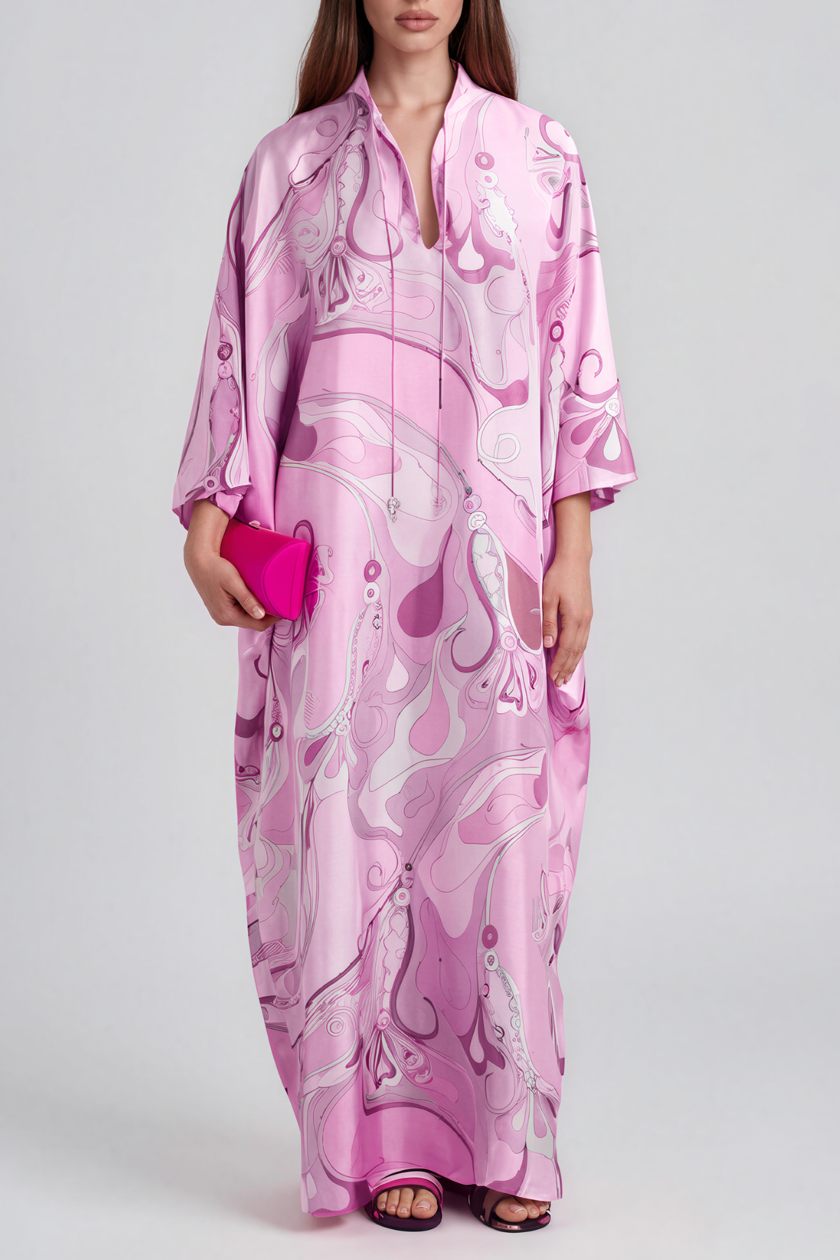 Hardmod Oversized Print Maxi Dress In Pink