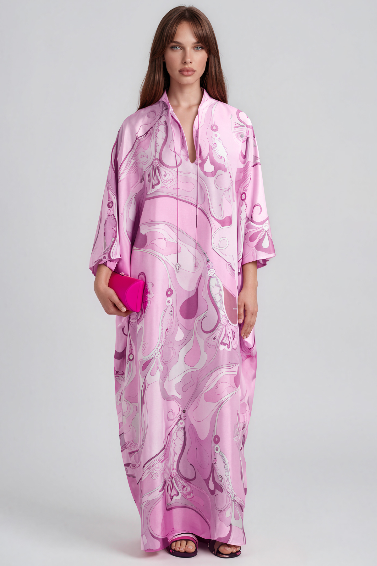 Hardmod Oversized Print Maxi Dress In Pink