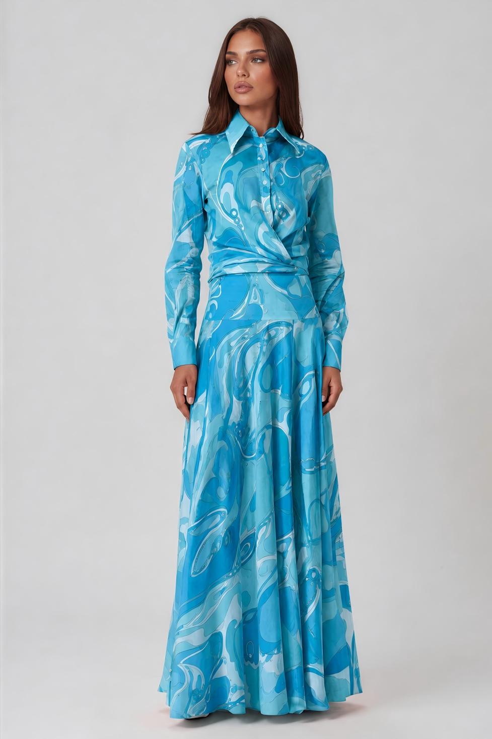 Hardmod Print Skirt Set In Blue
