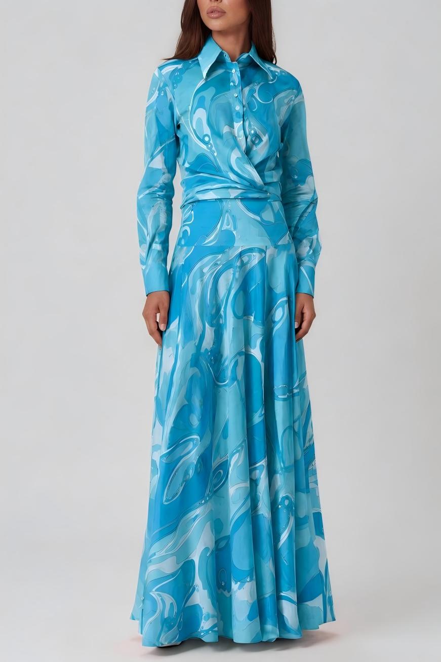 Hardmod Print Skirt Set In Blue