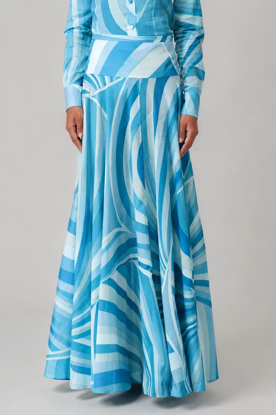 Hardmod Print Skirt Set In Blue