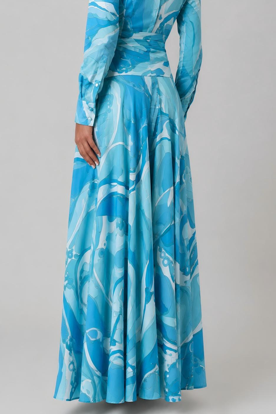 Hardmod Print Skirt Set In Blue