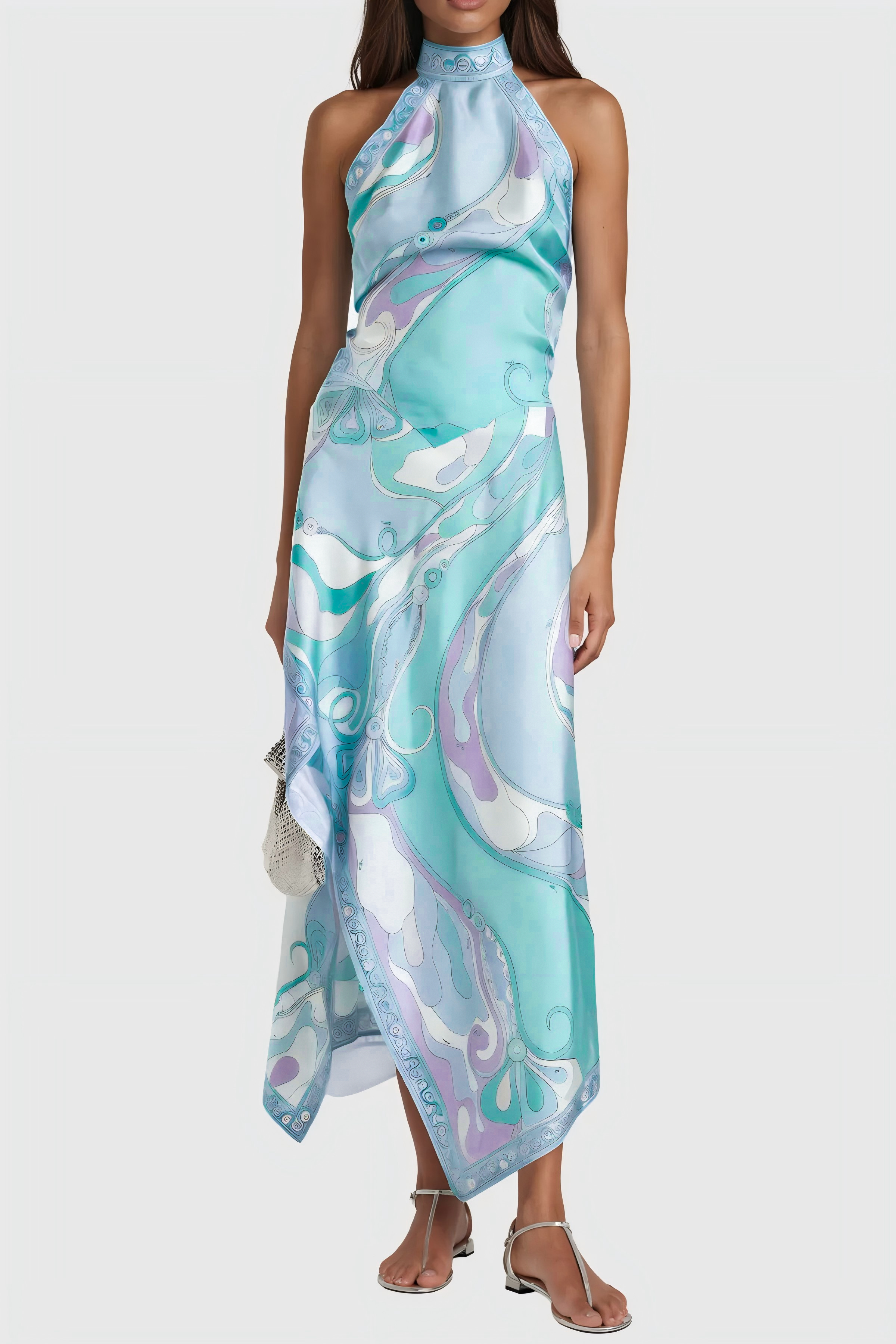 Hardmod Halter Neck Print Skirt Set