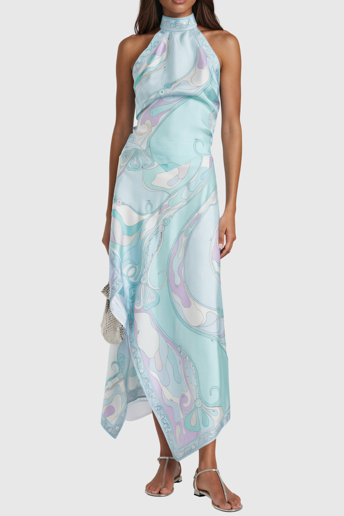 Hardmod Print Split Three Piece Skirt Set In Blue