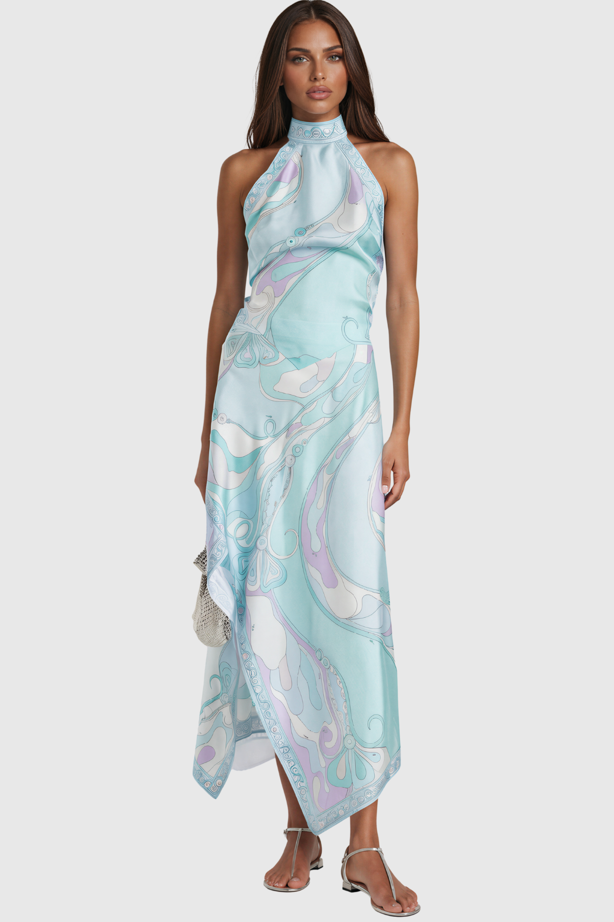 Hardmod Print Split Three Piece Skirt Set In Blue