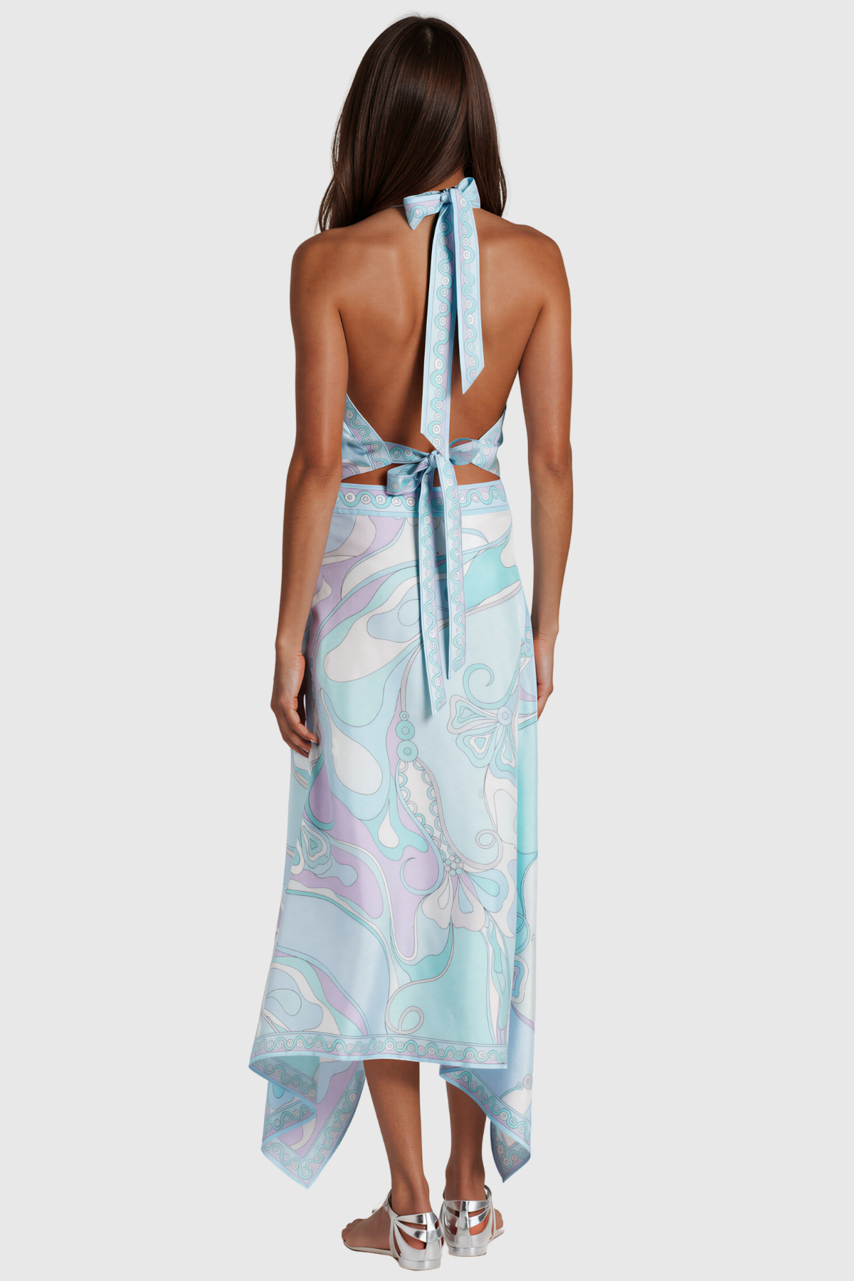 Hardmod Print Split Three Piece Skirt Set In Blue