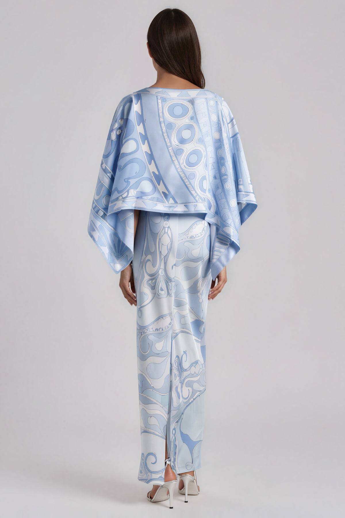 Hardmod Satin Print Shawl Maxi Dress