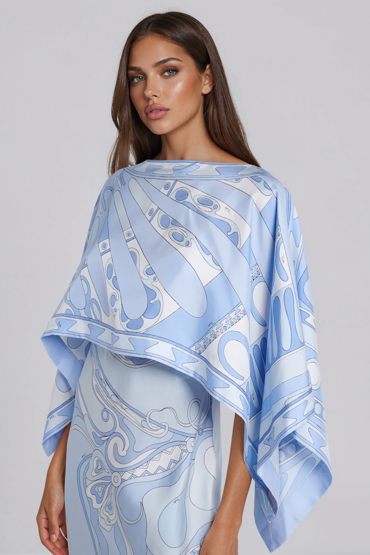 Hardmod Satin Print Shawl Maxi Dress